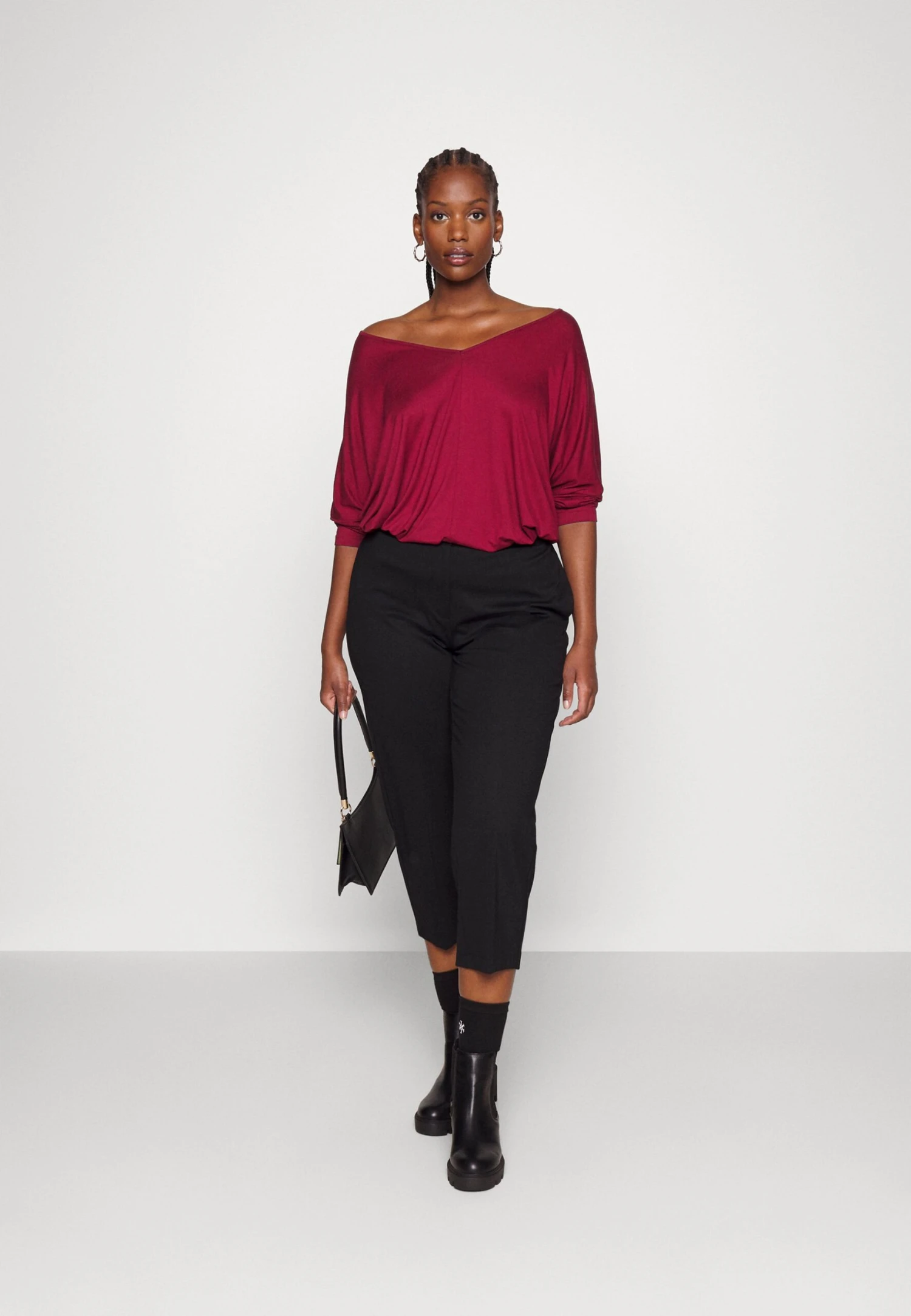 Bluzka Z Długim Rękawem - Dark Red - obrazek 2