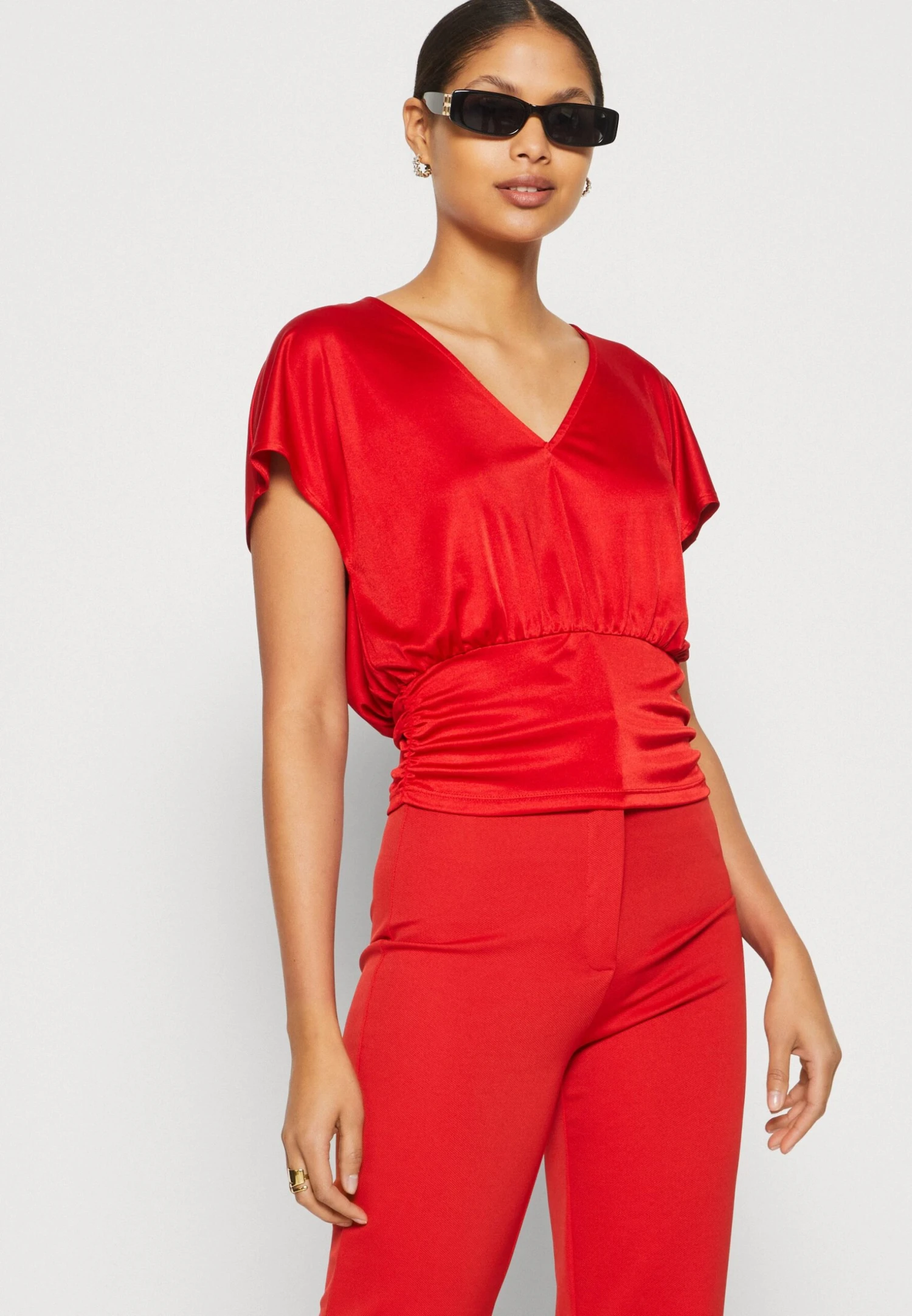 Anna Field T-shirt Z Nadrukiem - Red - obrazek 4