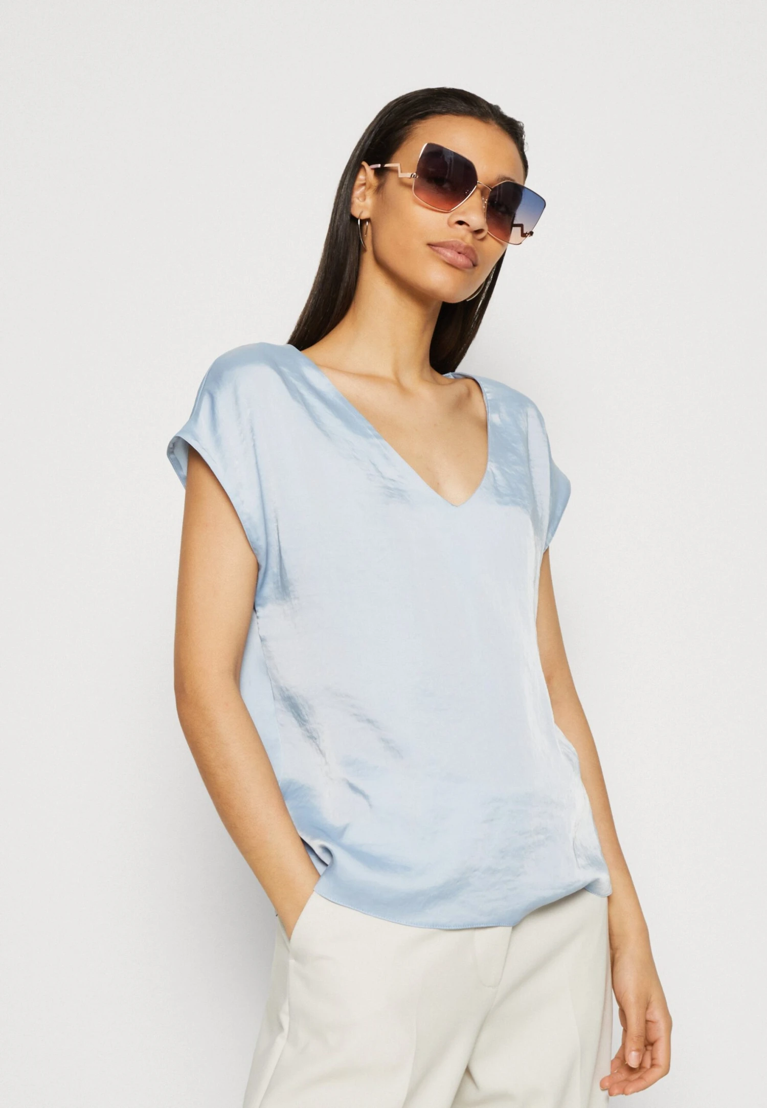 Anna Field T-shirt Basic - Light Blue - obrazek 4