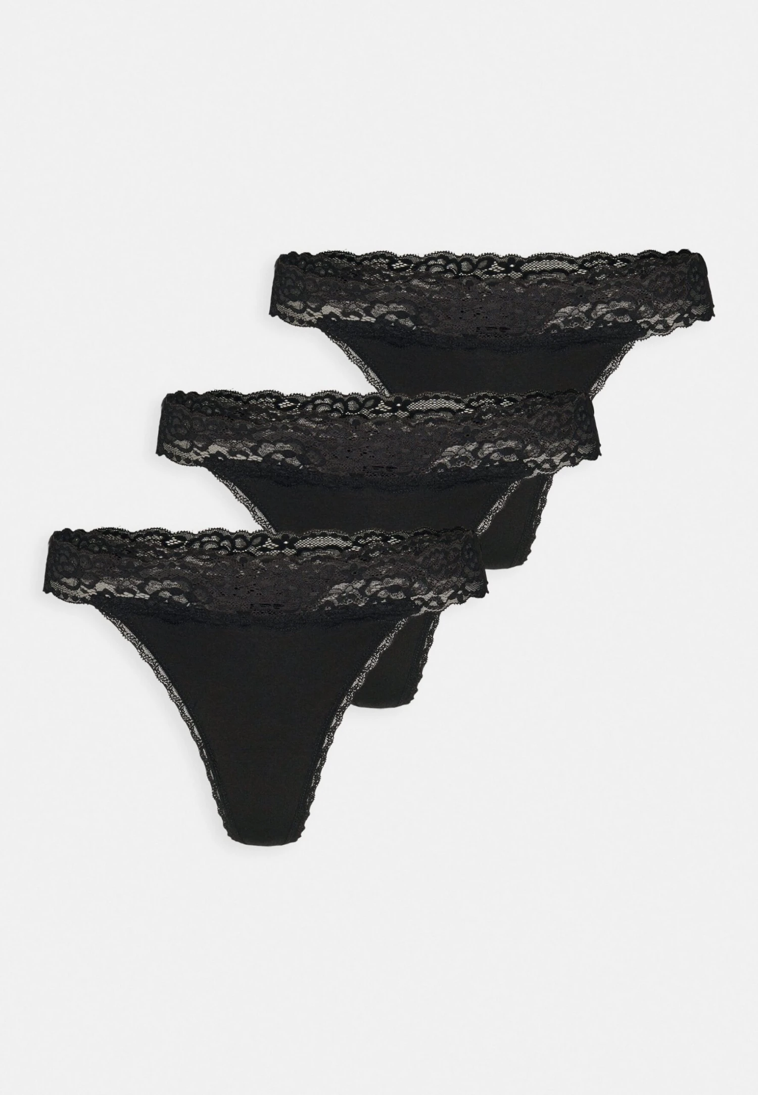 Anna Field 3 PACK LACE TRIM THONG - Stringi - Black - obrazek 4