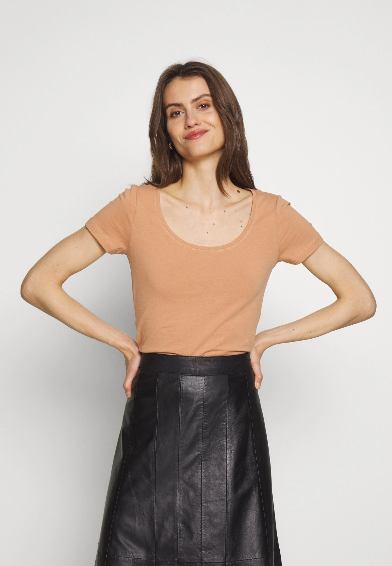 Anna Field 3 PACK - T-shirt Basic - White/camel/black - obrazek 5