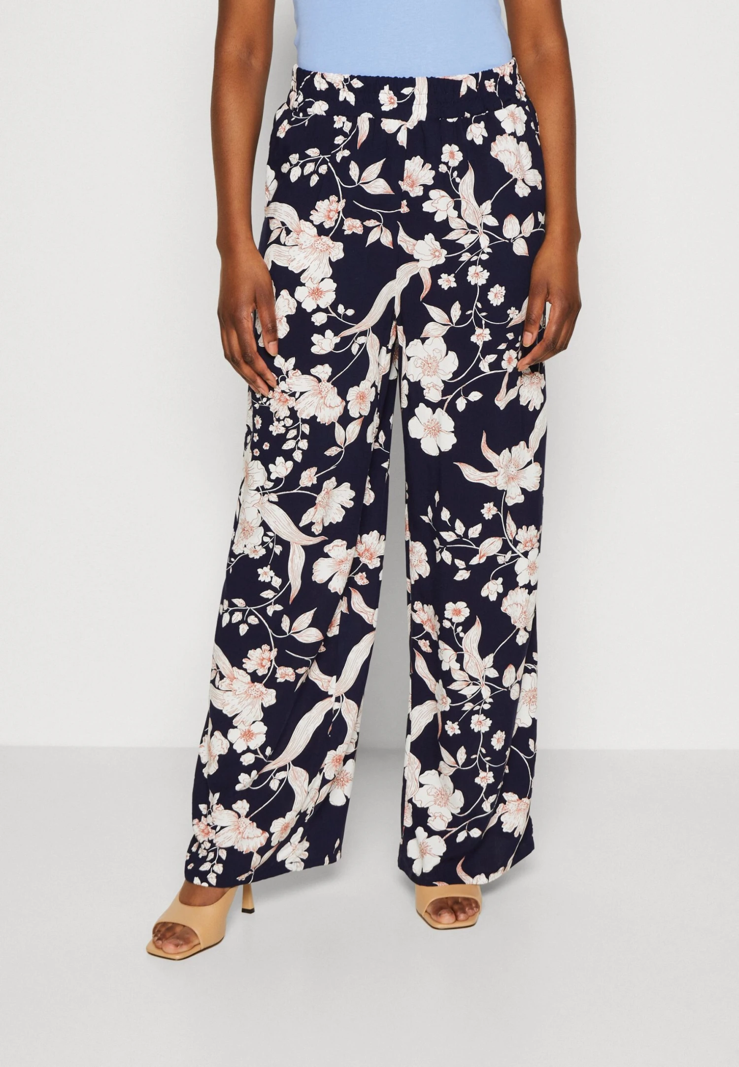 Anna Field Spodnie Materiałowe - Black/off White/multi Coloured