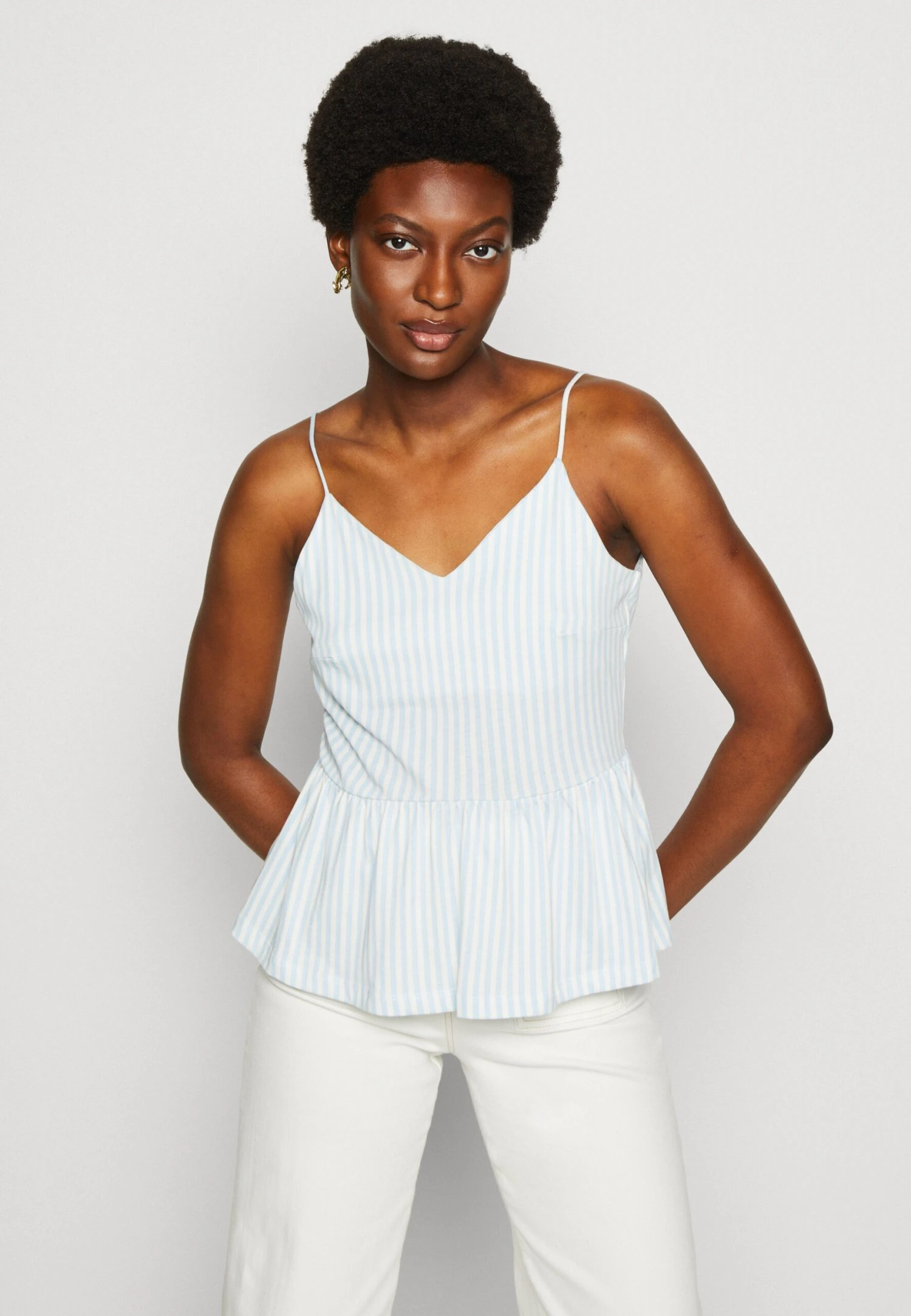 Anna Field Top - Light Blue/white - obrazek 4