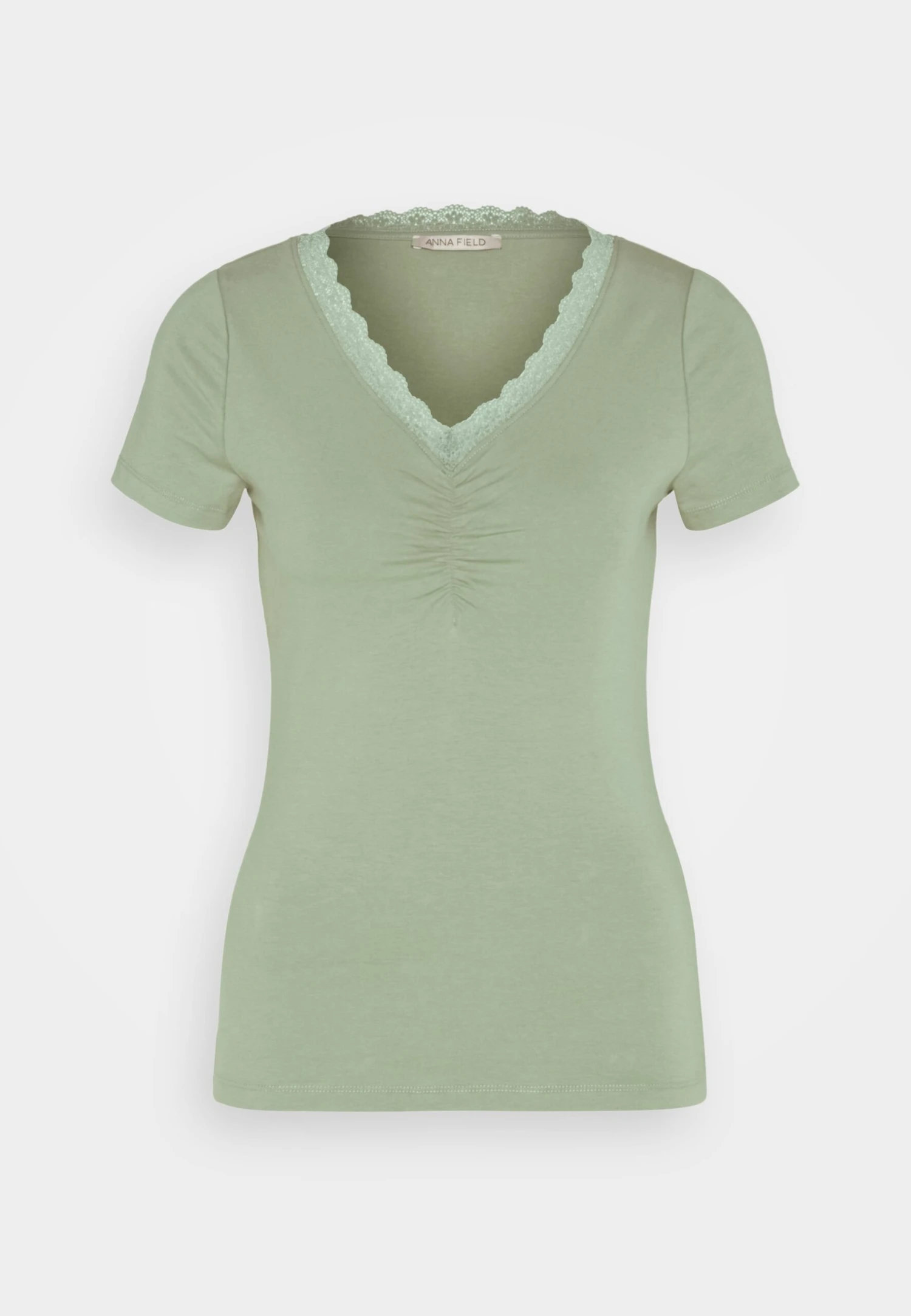 Anna Field T-shirt Z Nadrukiem - Light Green - obrazek 5