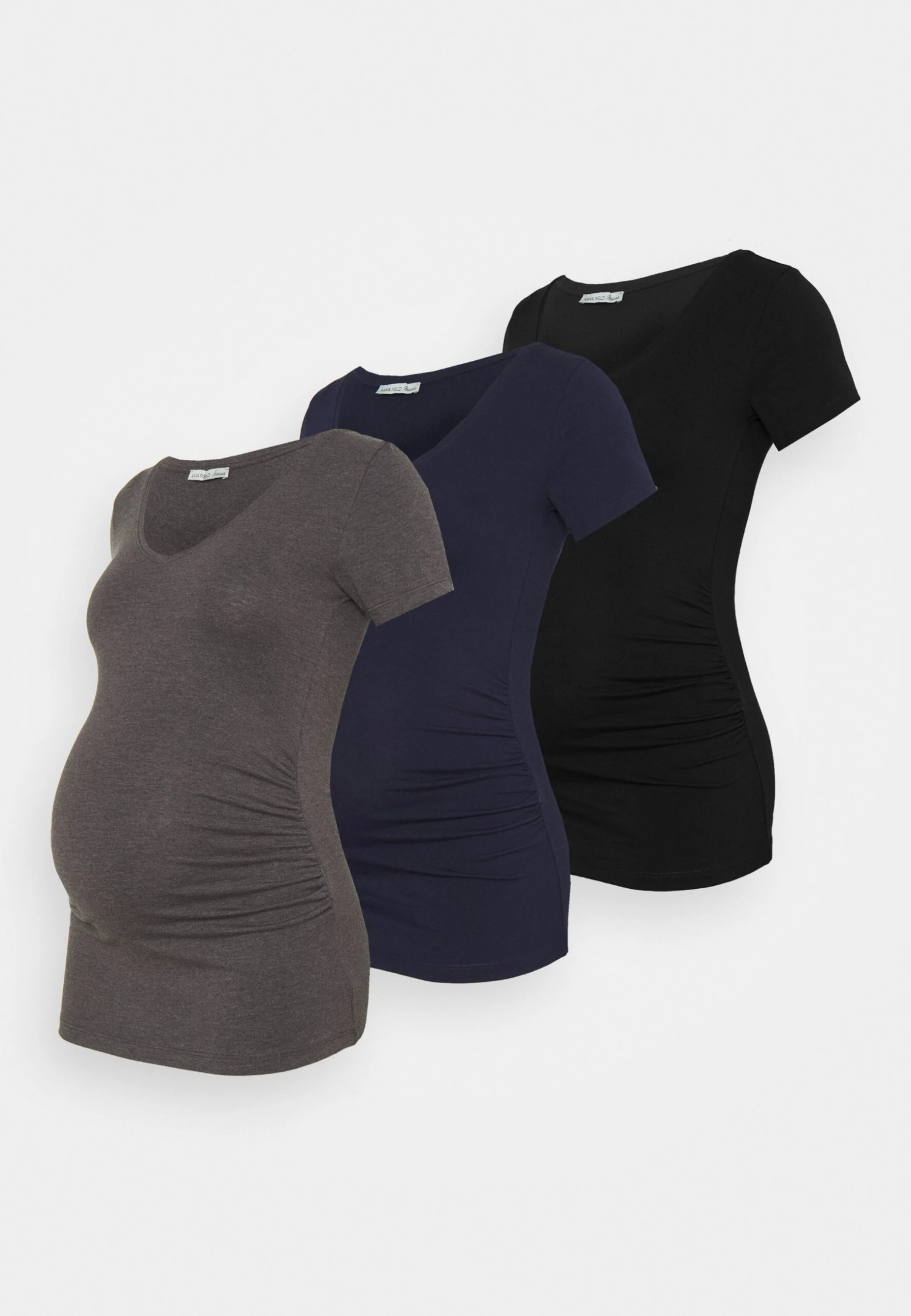 3 PACK - T-shirt Z Nadrukiem - Black /dark Grey/dark Blue