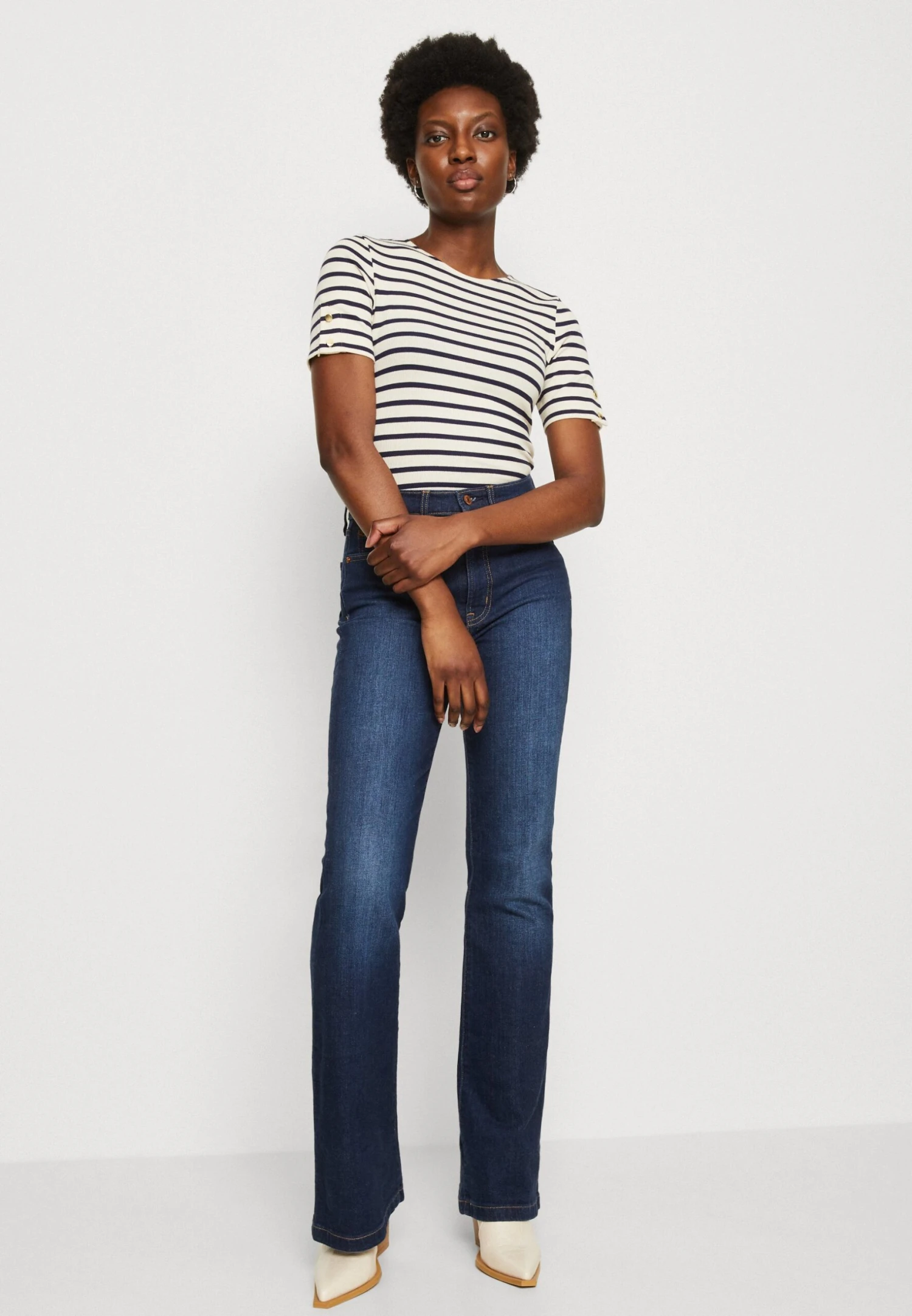 Anna Field T-shirt Z Nadrukiem - Dark Blue/white - obrazek 4