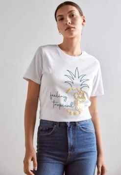 Anna Field HATTIE PINEAPPLE PUFF - T-shirt Z Nadrukiem - White