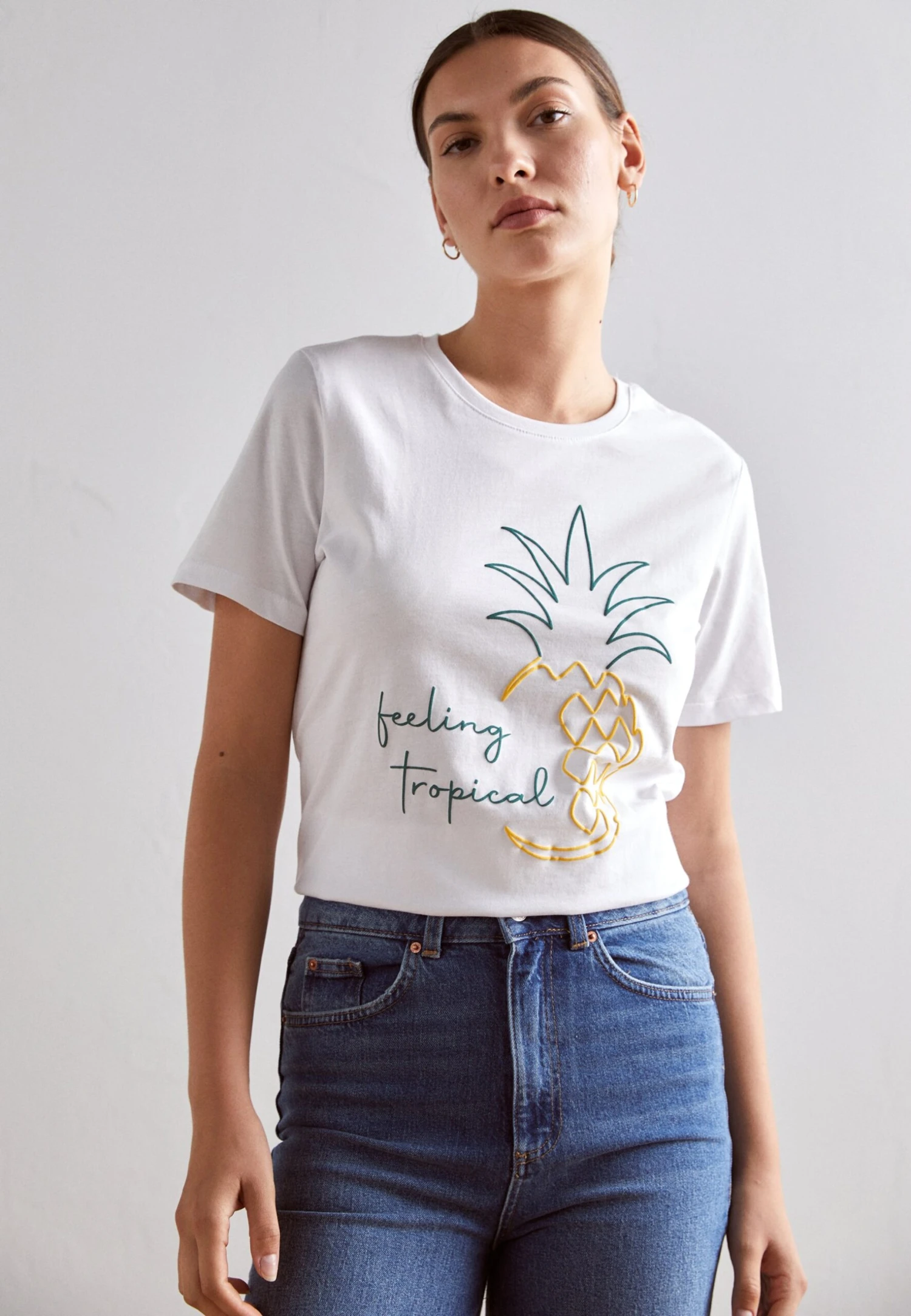 Anna Field HATTIE PINEAPPLE PUFF - T-shirt Z Nadrukiem - White