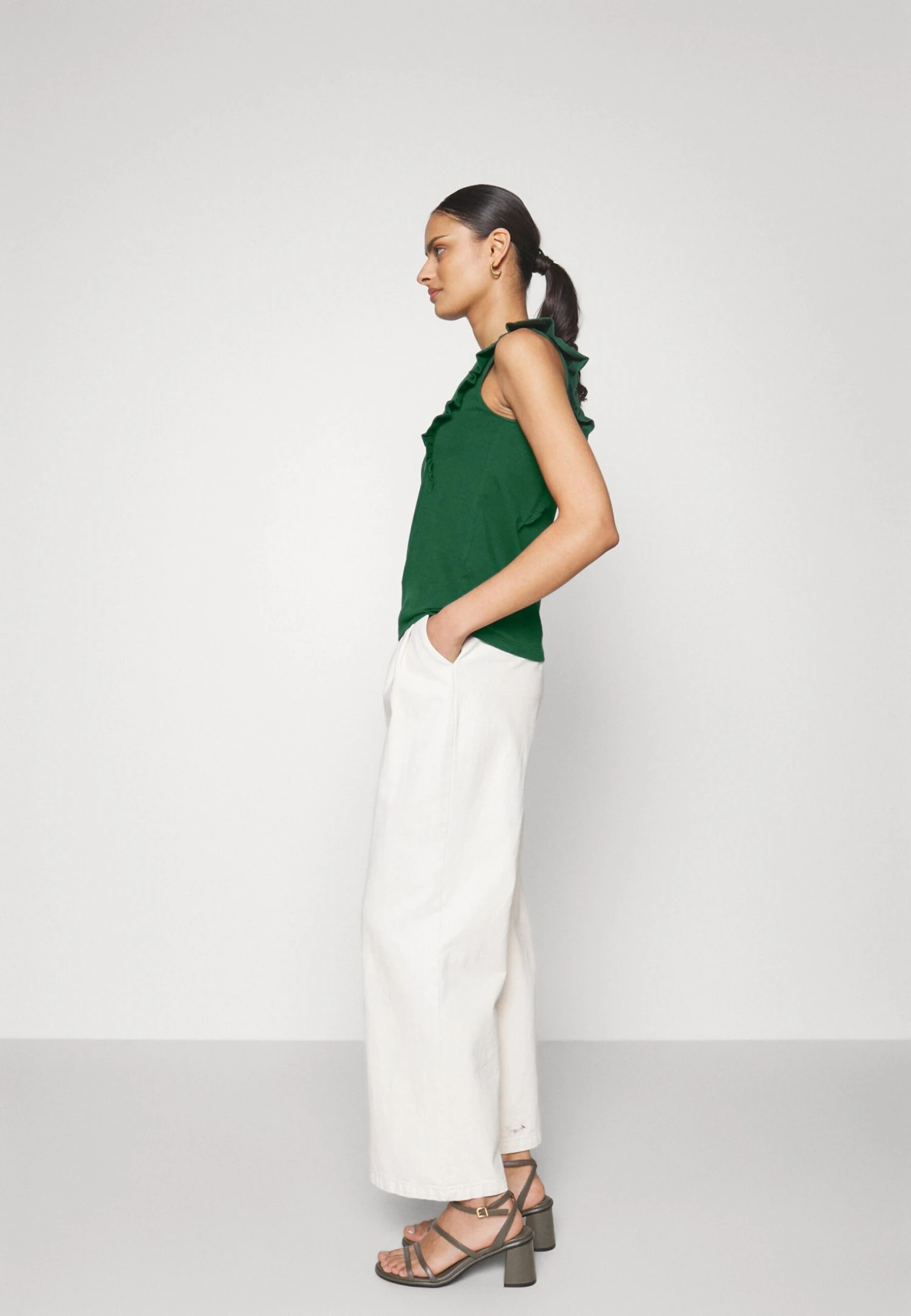 Anna Field T-shirt Basic - Dark Green - obrazek 4