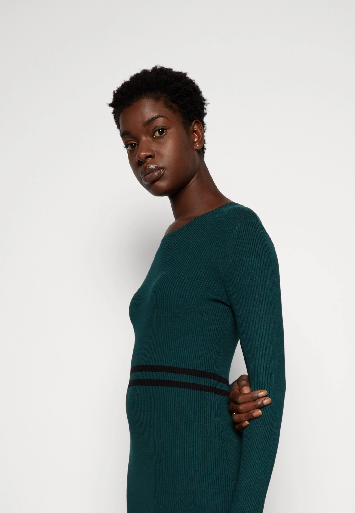 Anna Field Sukienka Dzianinowa - Dark Green/black - obrazek 4