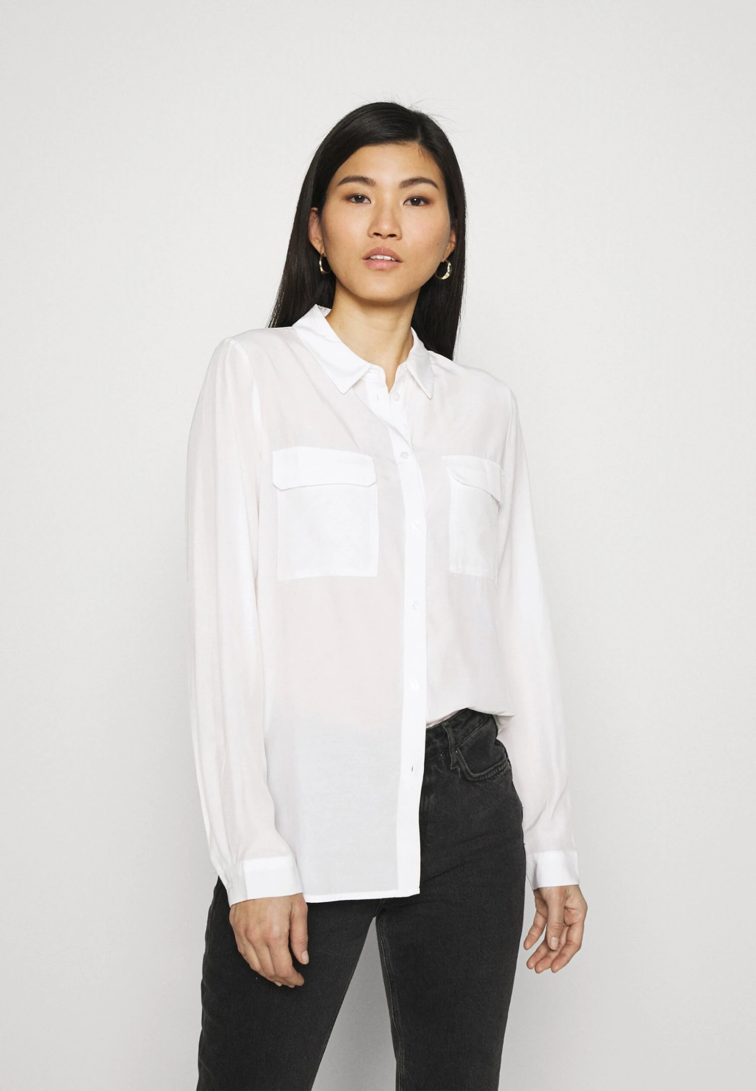 Anna Field Basic Blouse With Front Pockets - Koszula - Offwhite