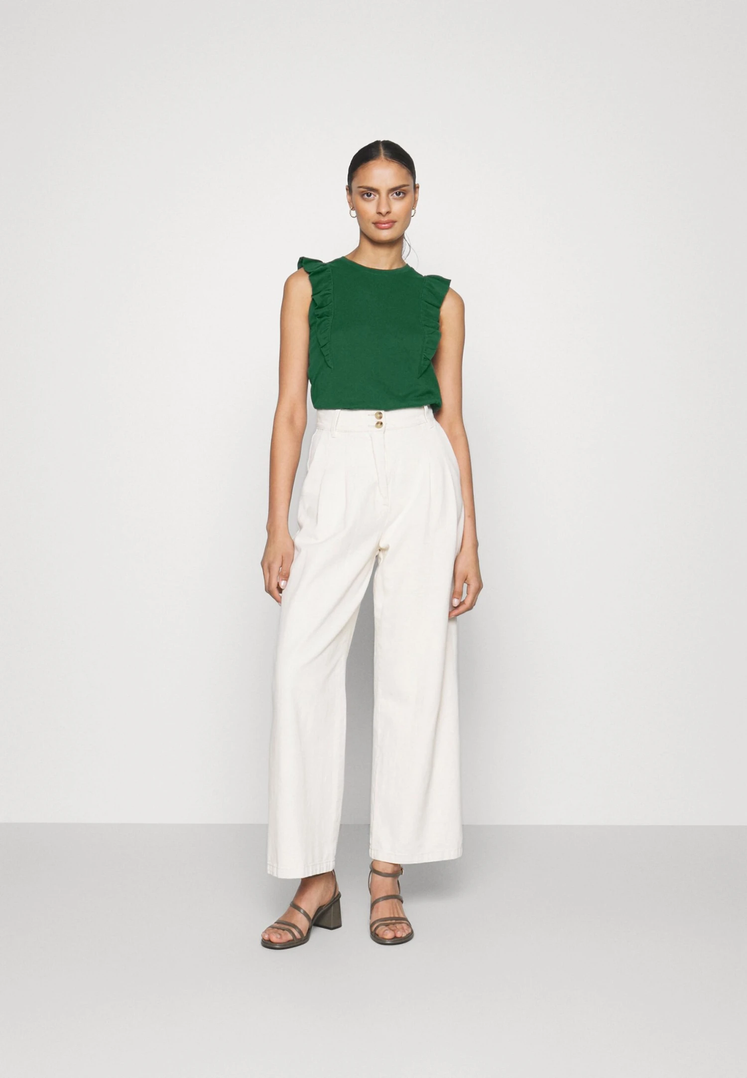 Anna Field T-shirt Basic - Dark Green - obrazek 2