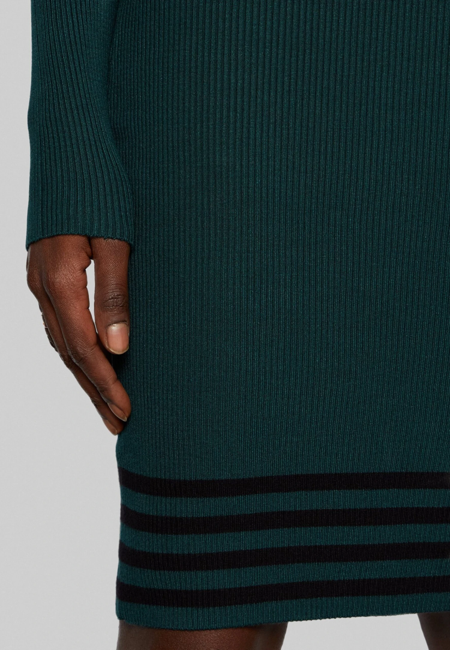 Anna Field Sukienka Dzianinowa - Dark Green/black - obrazek 6