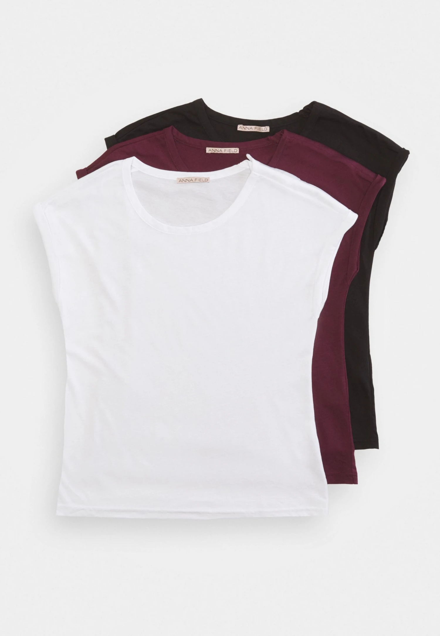 Anna Field 3 PACK - T-shirt Basic - Dark Red/white/black - obrazek 8