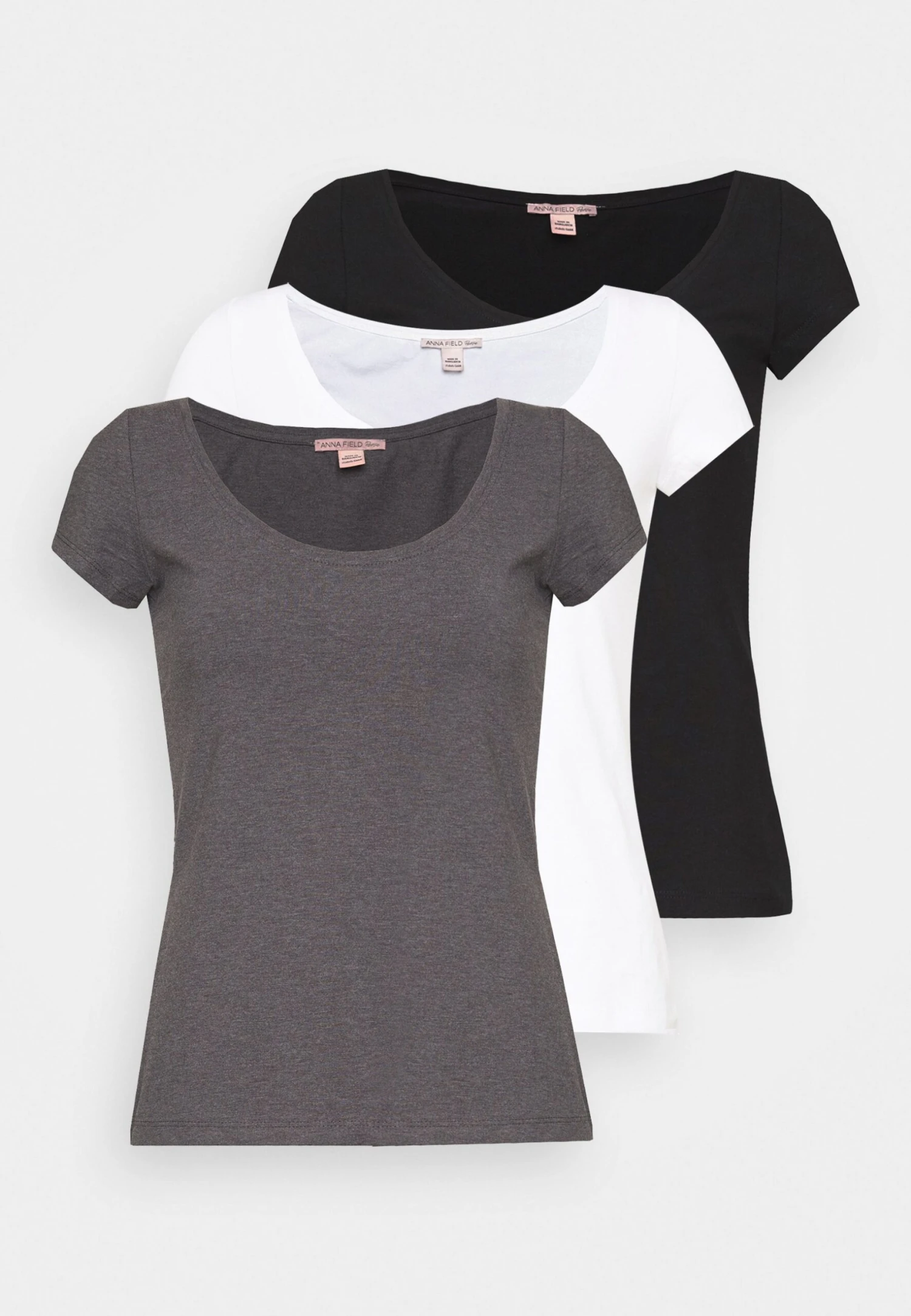 3 PACK - T-shirt Basic - White/black/dark Grey - obrazek 5