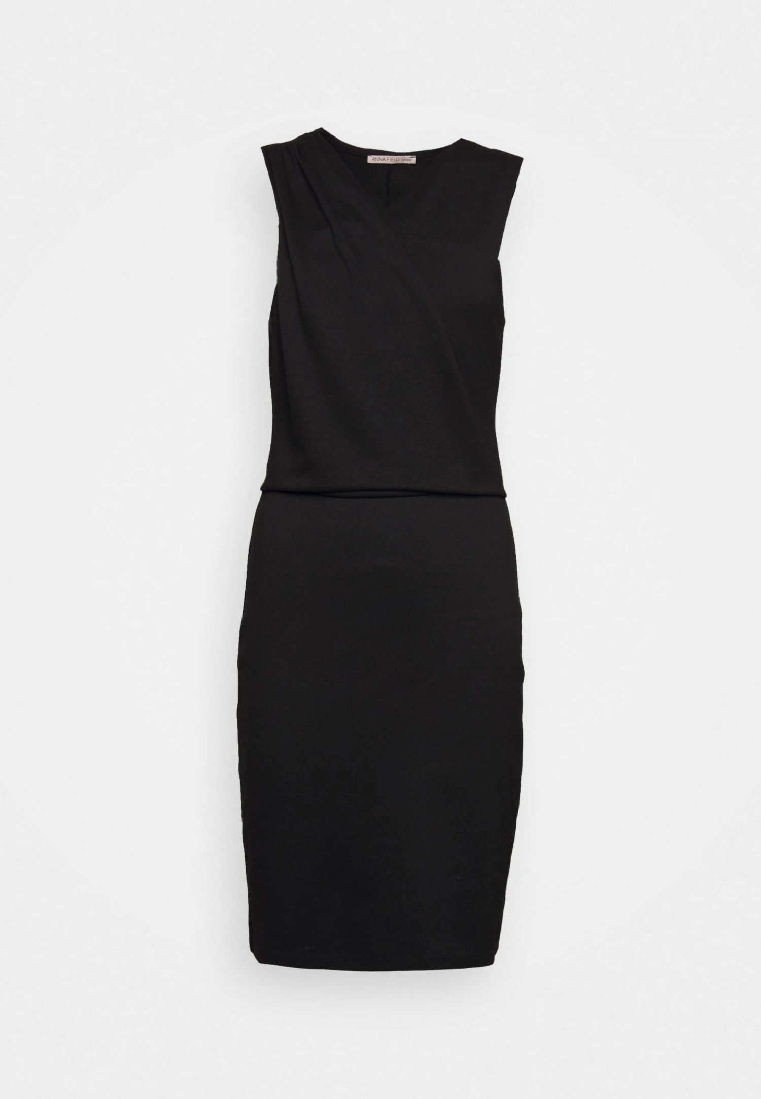 DRAPPED NECKLINE SMART BODYCON SLEEVELESS MINI DRESS - Sukienka Z Dżerseju - Black - obrazek 5
