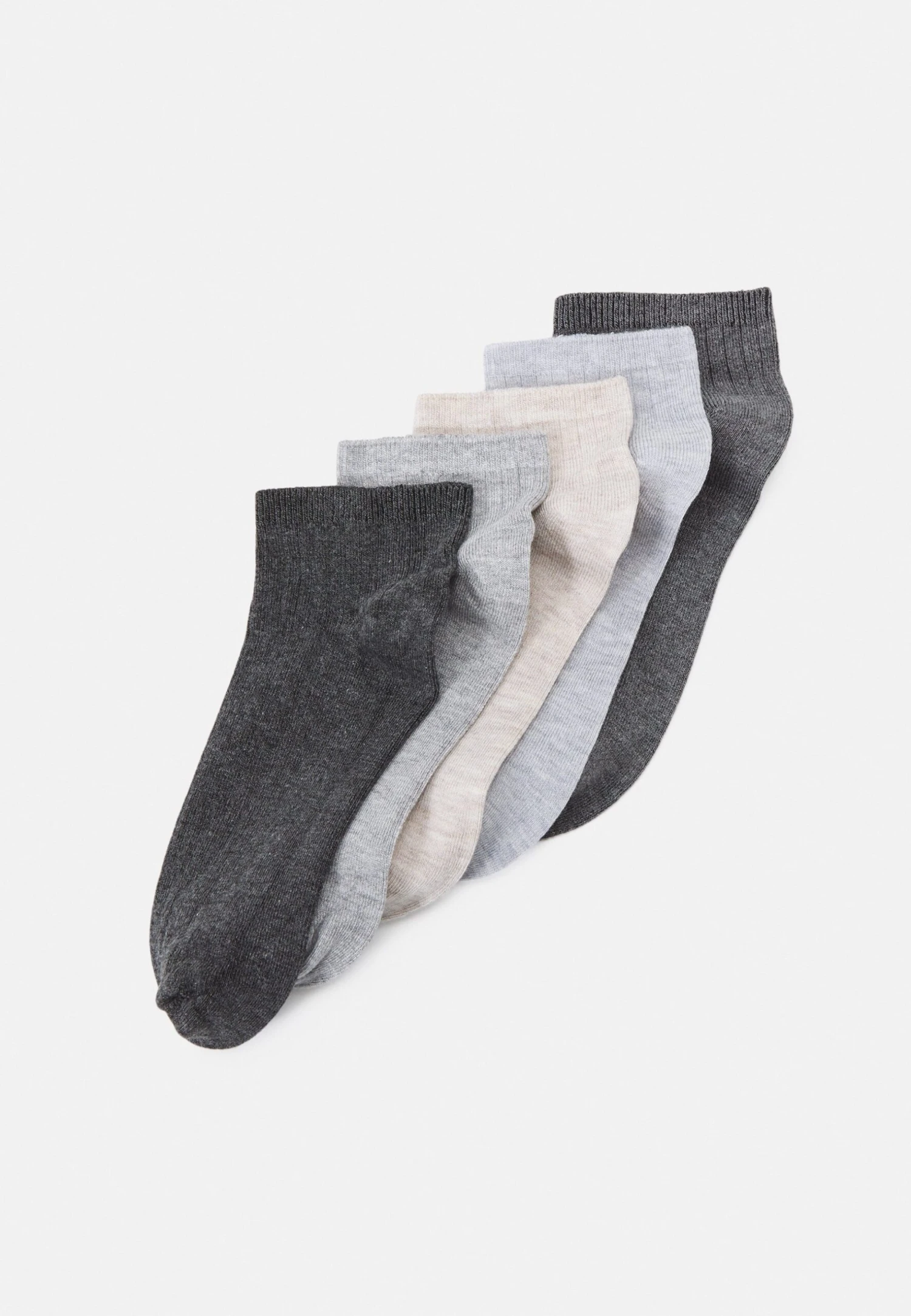 Anna Field SOFT RIBBED SNEAKER SOCKS 5PACK - Skarpety - Grey/beige