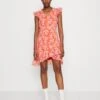 Anna Field VOLANT SHORT DRESS - Sukienka Letnia - Red/multicoloured