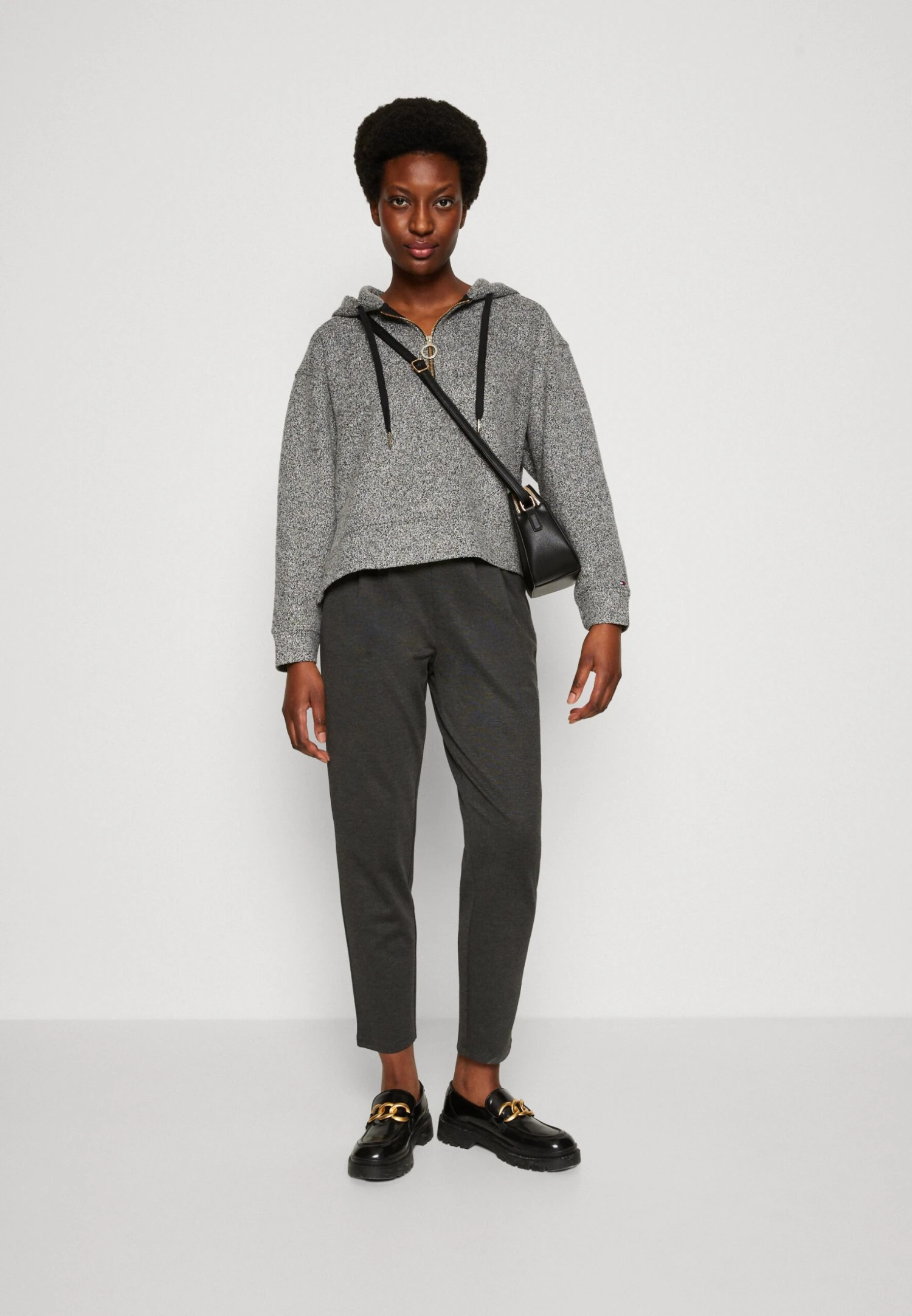 Anna Field Spodnie Materiałowe - Mottled Dark Grey - obrazek 2