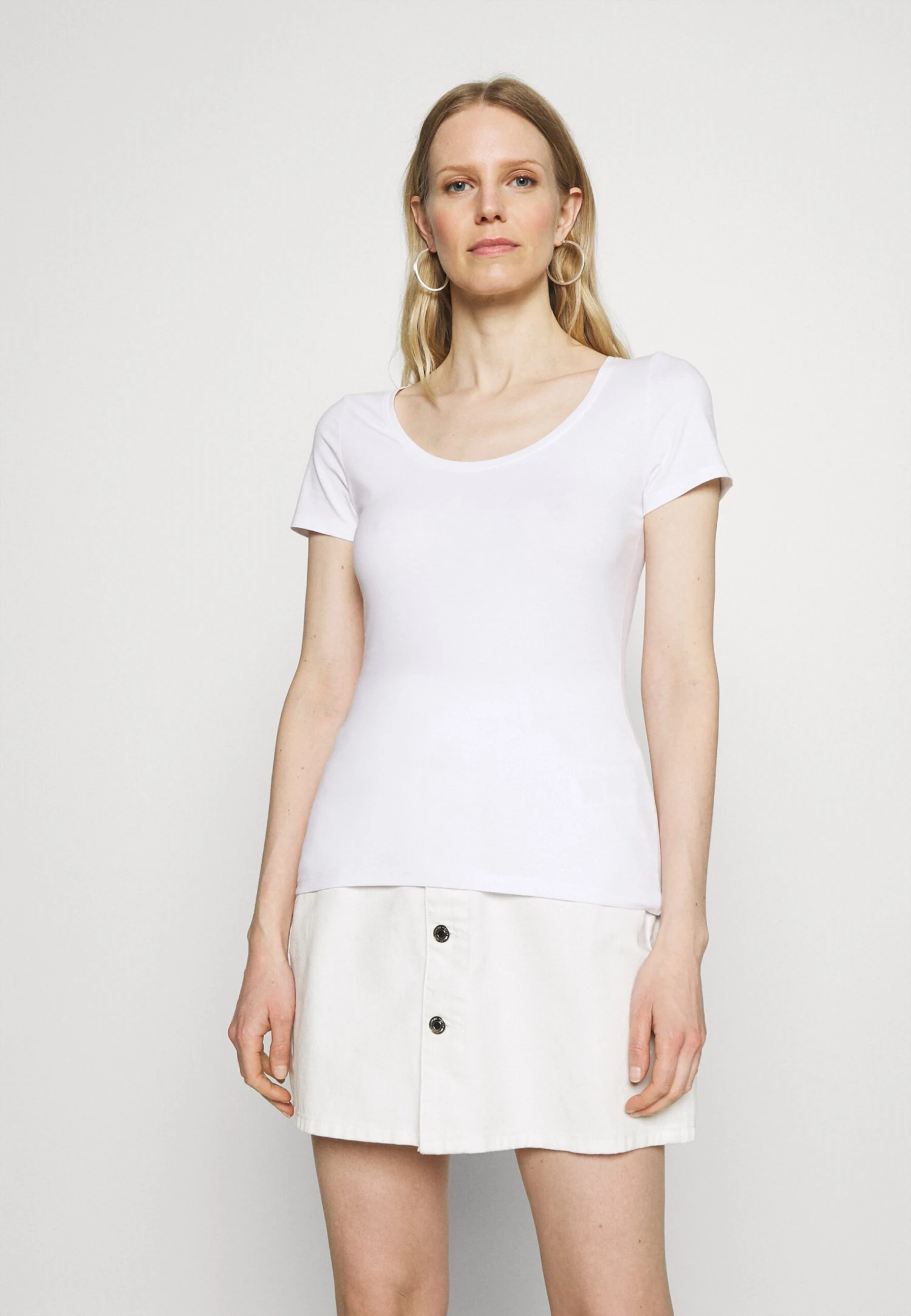 Anna Field 3 PACK - T-shirt Basic - White/mottled Light Grey/light Green - obrazek 4