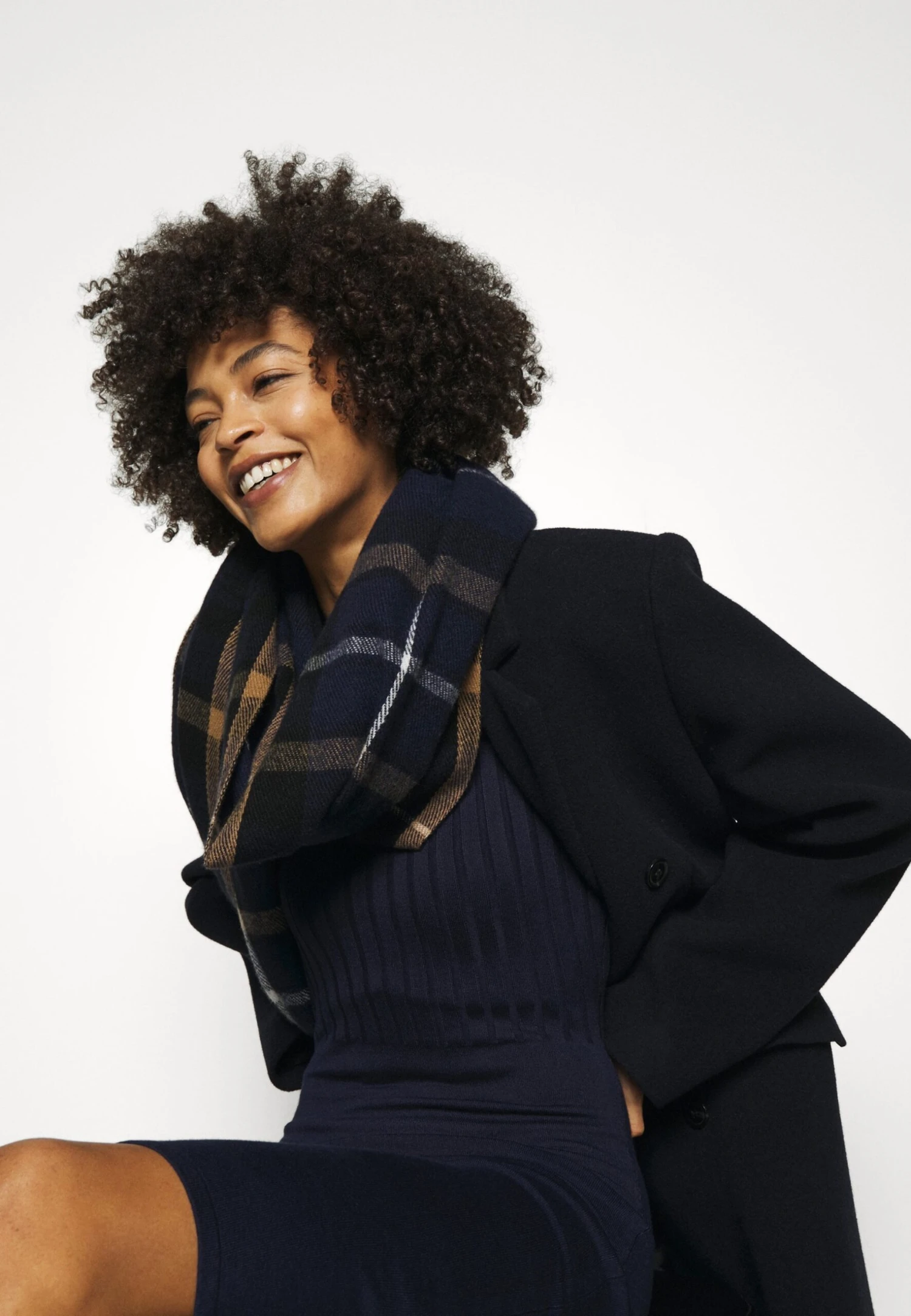 Anna Field CREW AUSSCHNITT RIPP TOP BODYCON MINI STRICKKLEID - Sukienka Etui - Dark Blue - obrazek 4