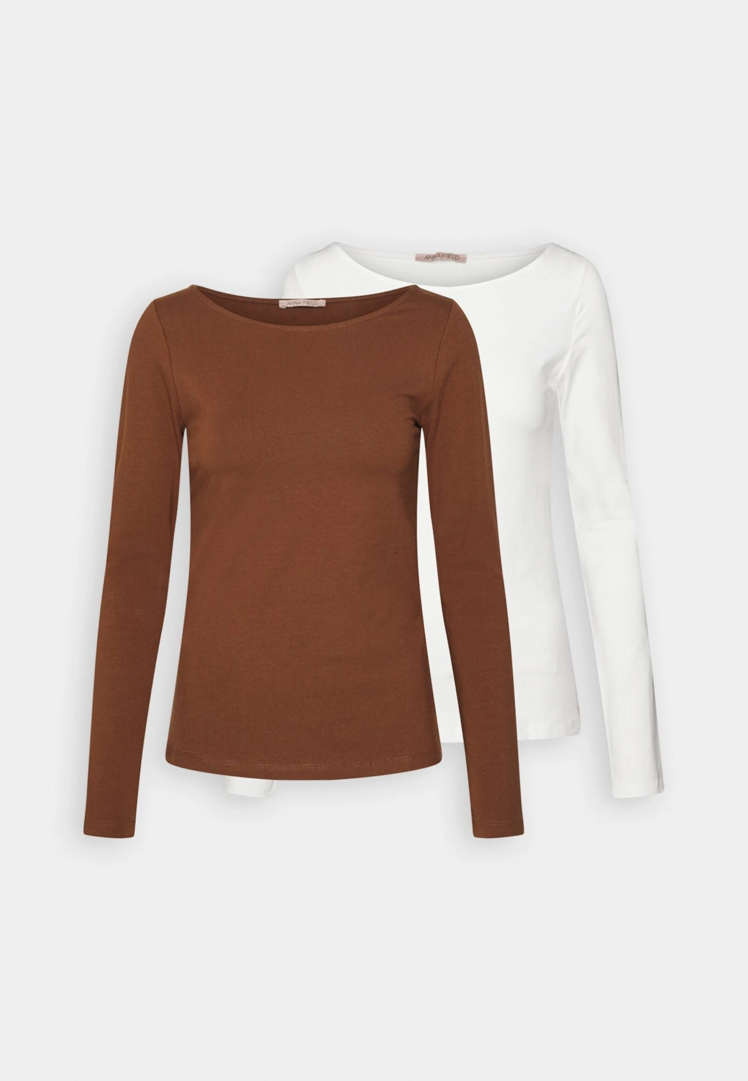 Anna Field 2 PACK - Bluzka Z Długim Rękawem - Brown/white - obrazek 5