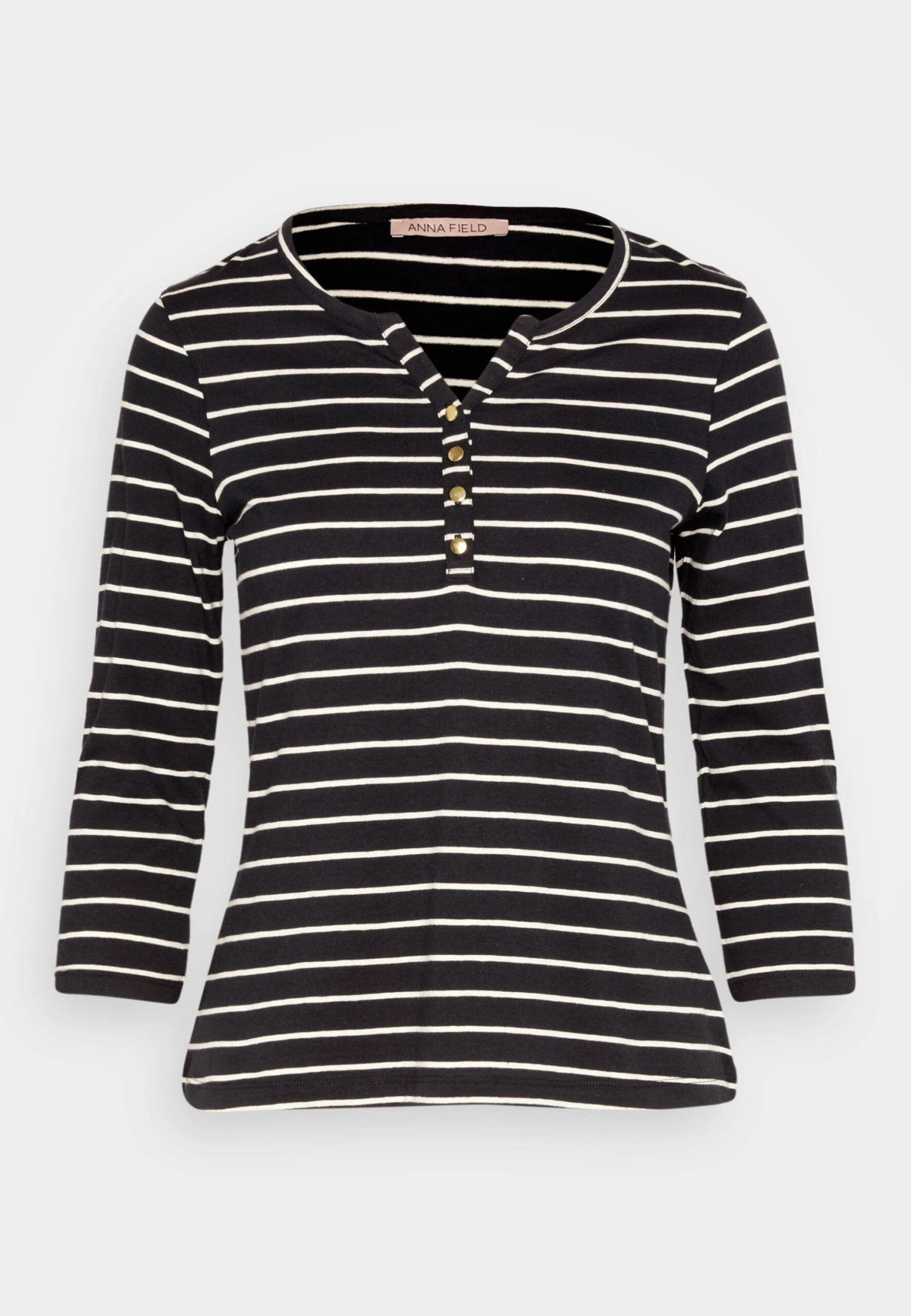 Anna Field Bluzka Z Długim Rękawem - Black White - obrazek 5