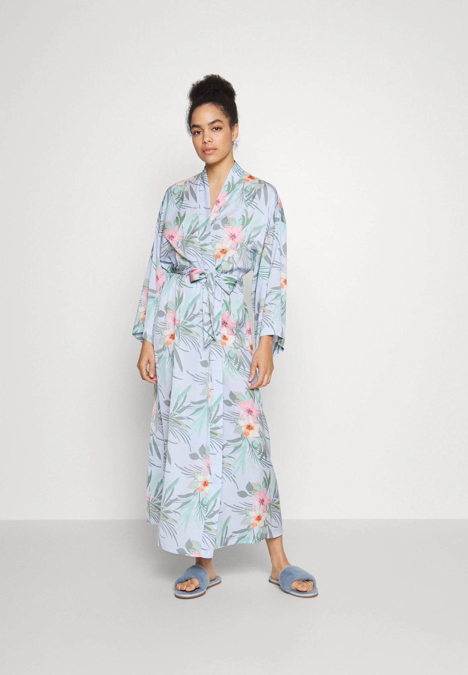 Anna Field FLORAL ROBE - Szlafrok - Blue