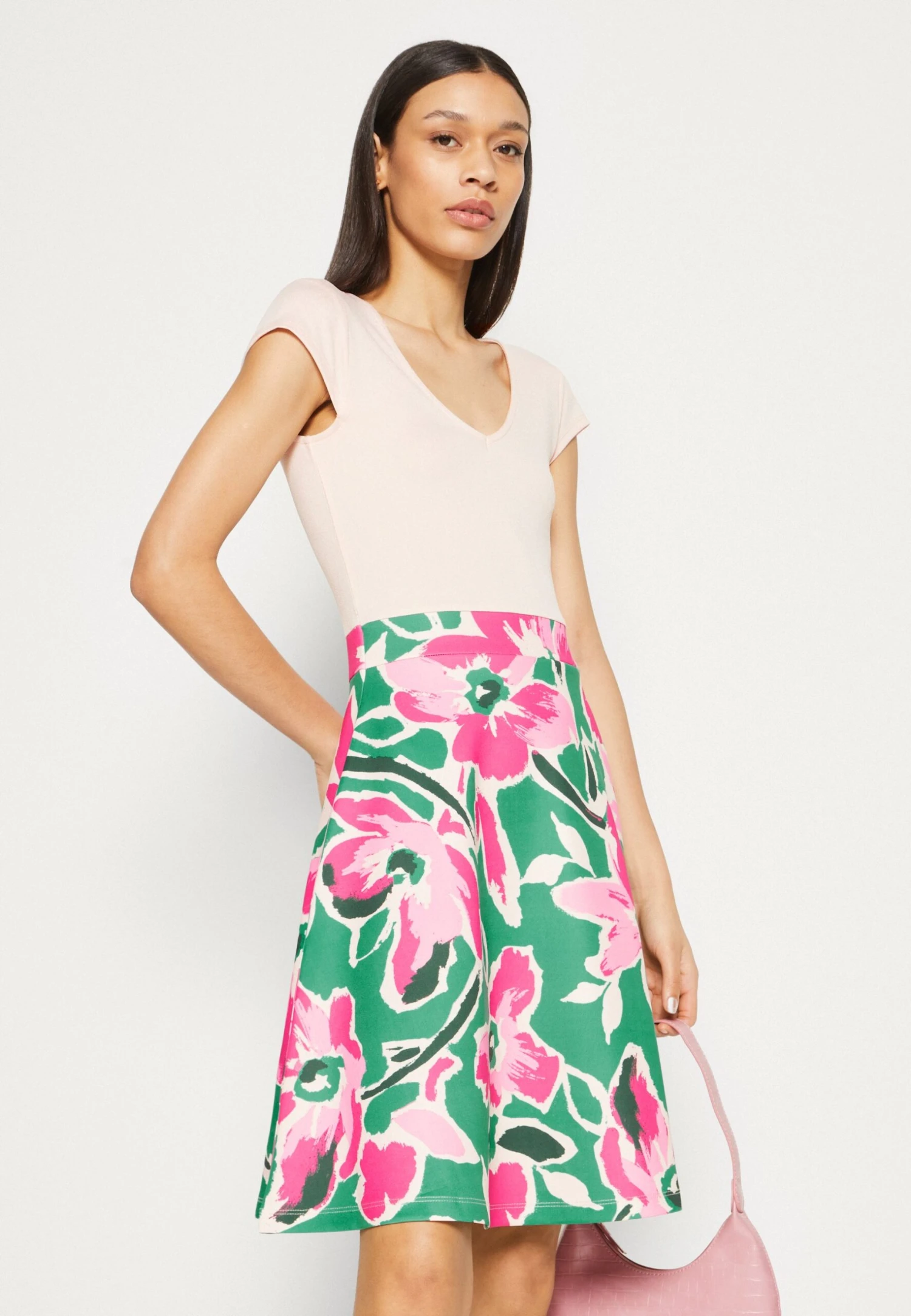 Anna Field Sukienka Z Dżerseju - White/green/pink - obrazek 4