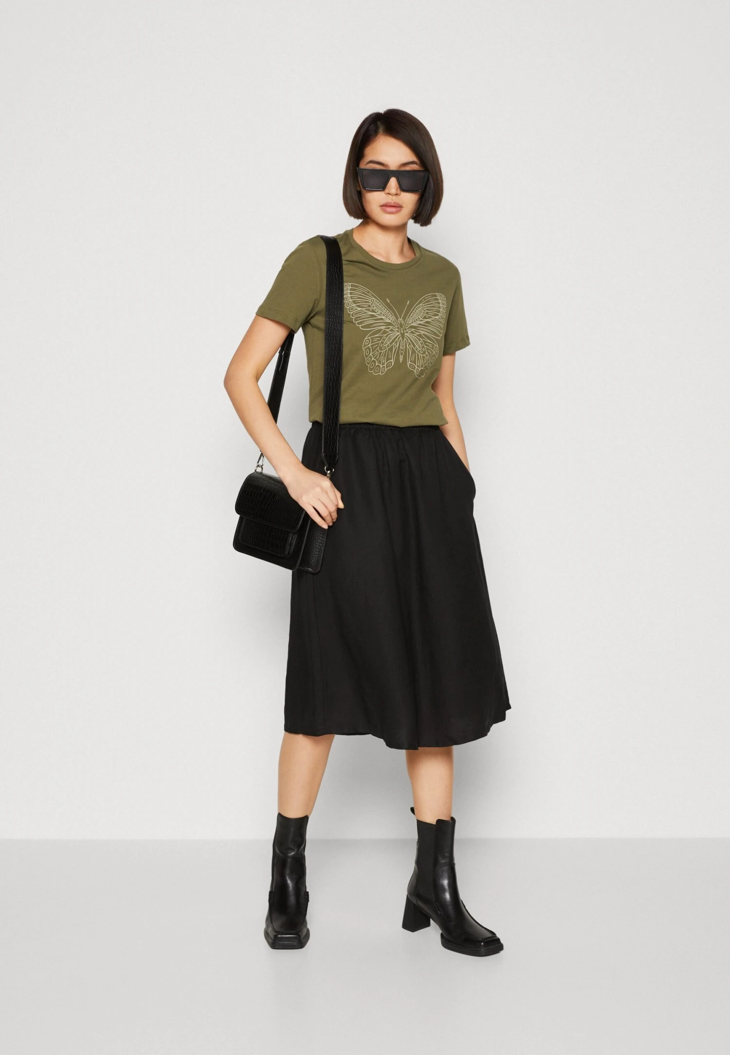 Anna Field T-shirt Z Nadrukiem - Green - obrazek 2