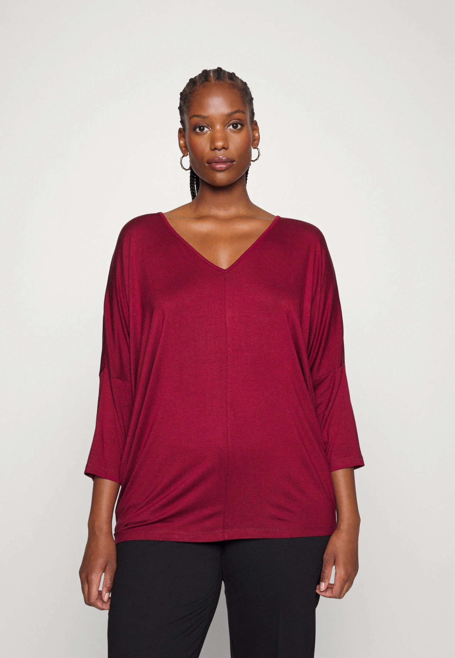 Bluzka Z Długim Rękawem - Dark Red