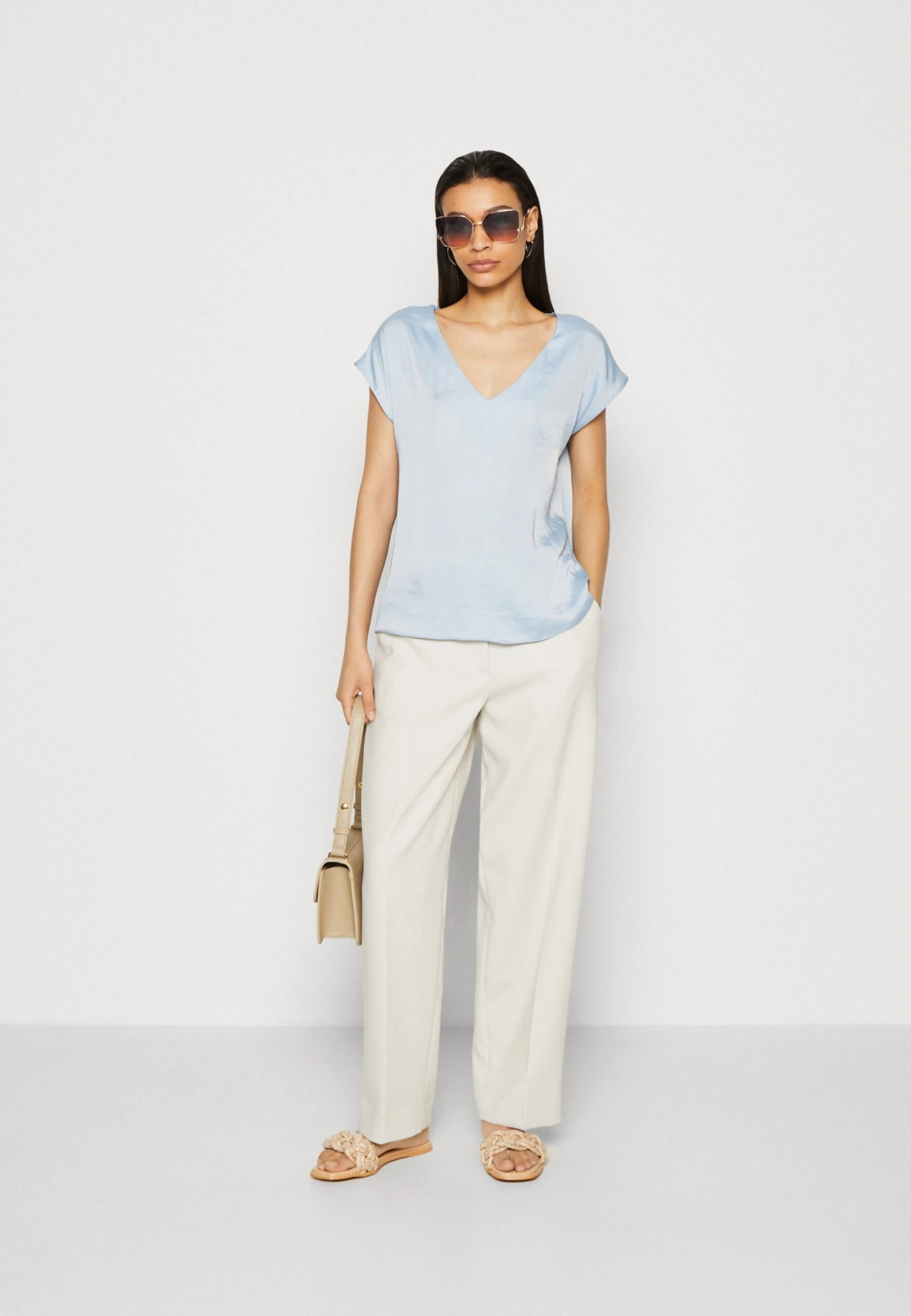 Anna Field T-shirt Basic - Light Blue - obrazek 2