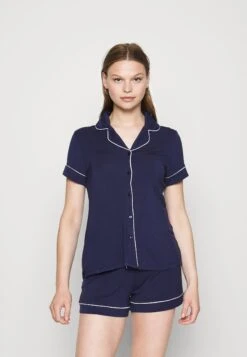 Anna Field BUTTON THROUGH PJ SET - Piżama - Blue/white