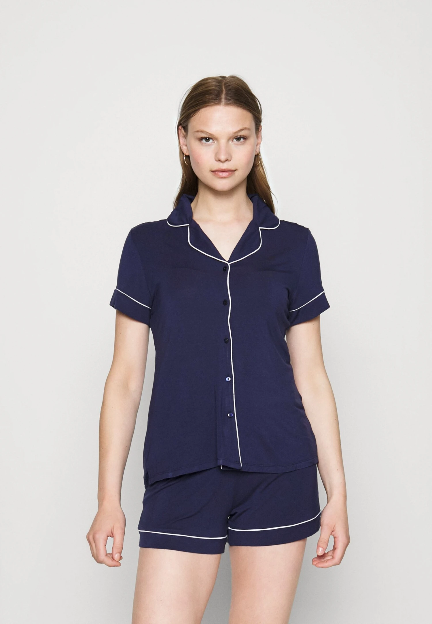 Anna Field BUTTON THROUGH PJ SET - Piżama - Blue/white