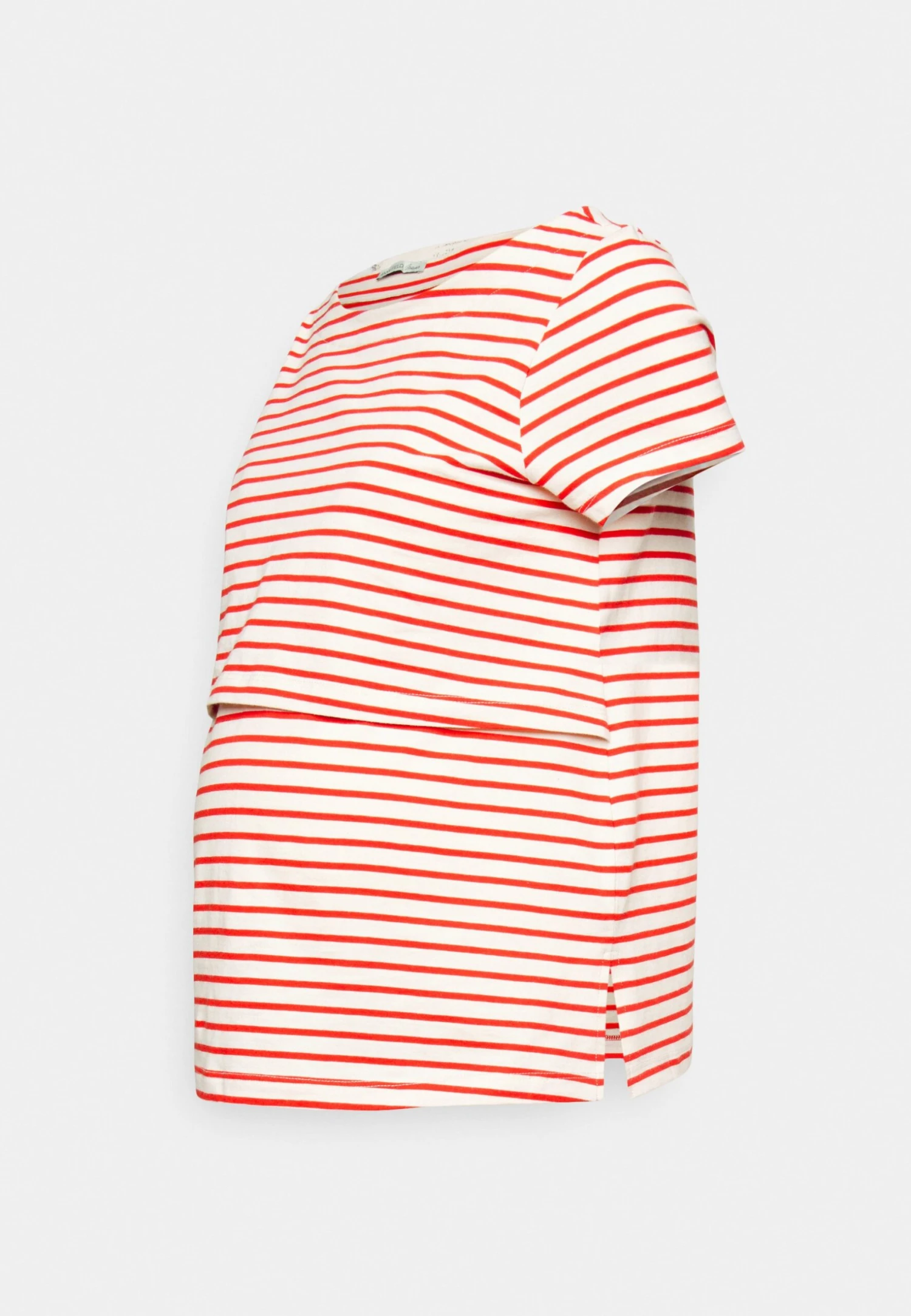 MATERNITY LONG TEE - T-shirt Basic - Red/off-white - obrazek 6