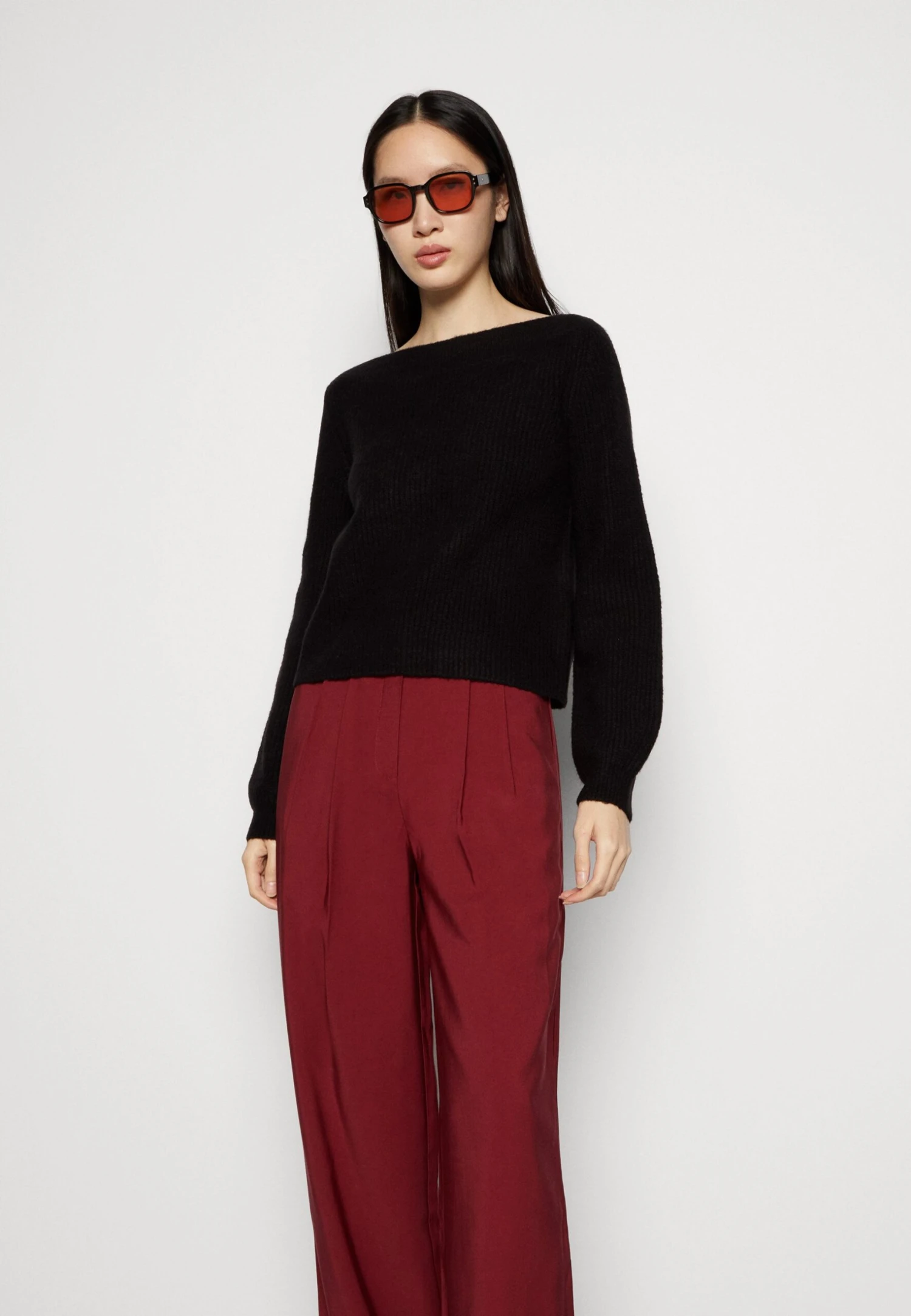 Anna Field Spodnie Materiałowe - Bordeaux - obrazek 4