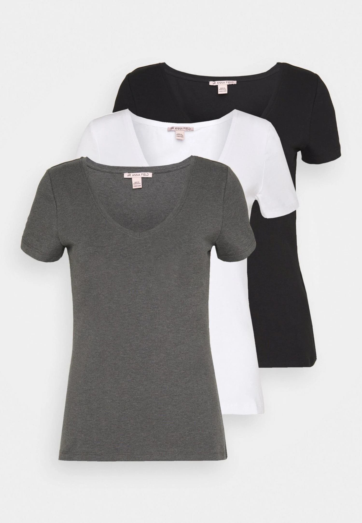 Anna Field 3 PACK - T-shirt Basic - Black, White