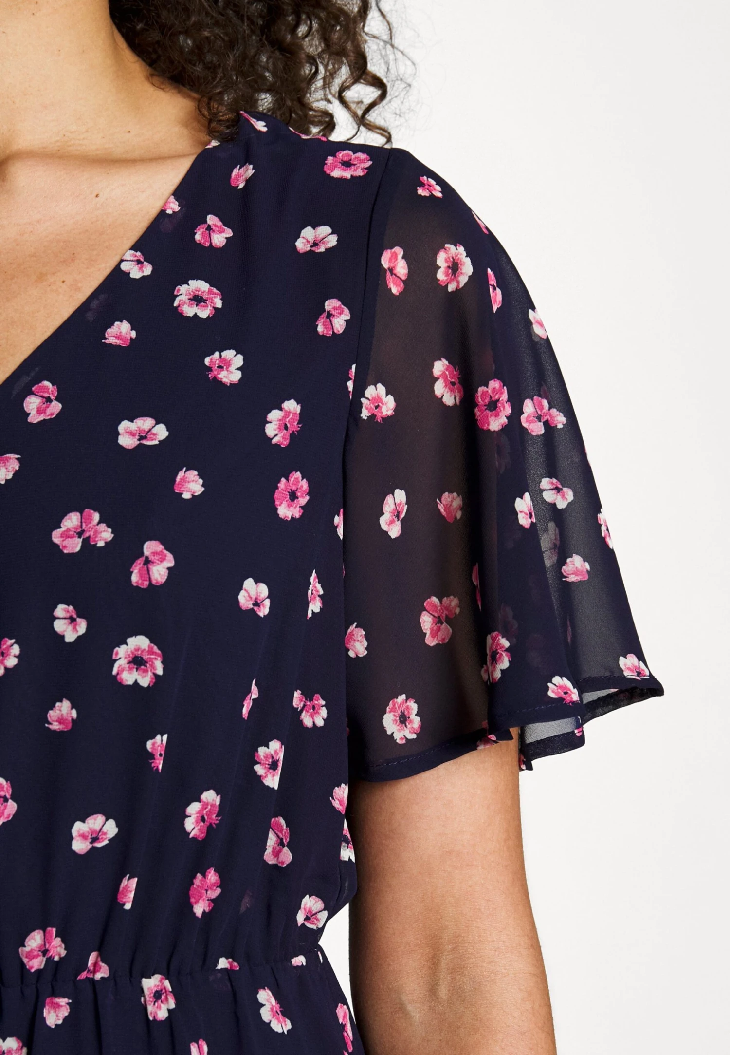 Anna Field V-NECK SLEEVE DRESS - Sukienka Letnia - Dark Blue/pink - obrazek 8