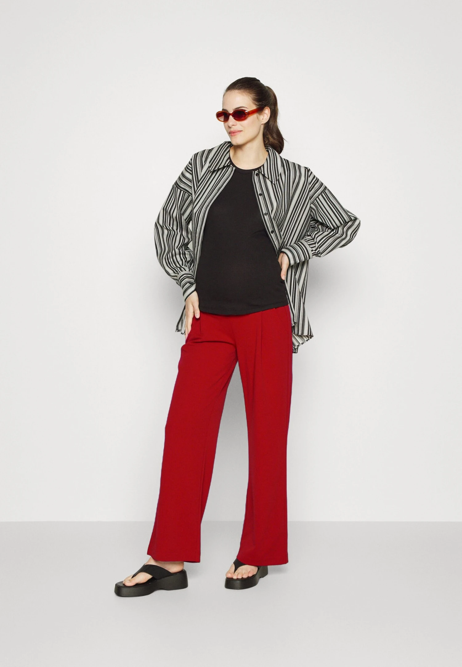 Spodnie Materiałowe - Dark Red - obrazek 2