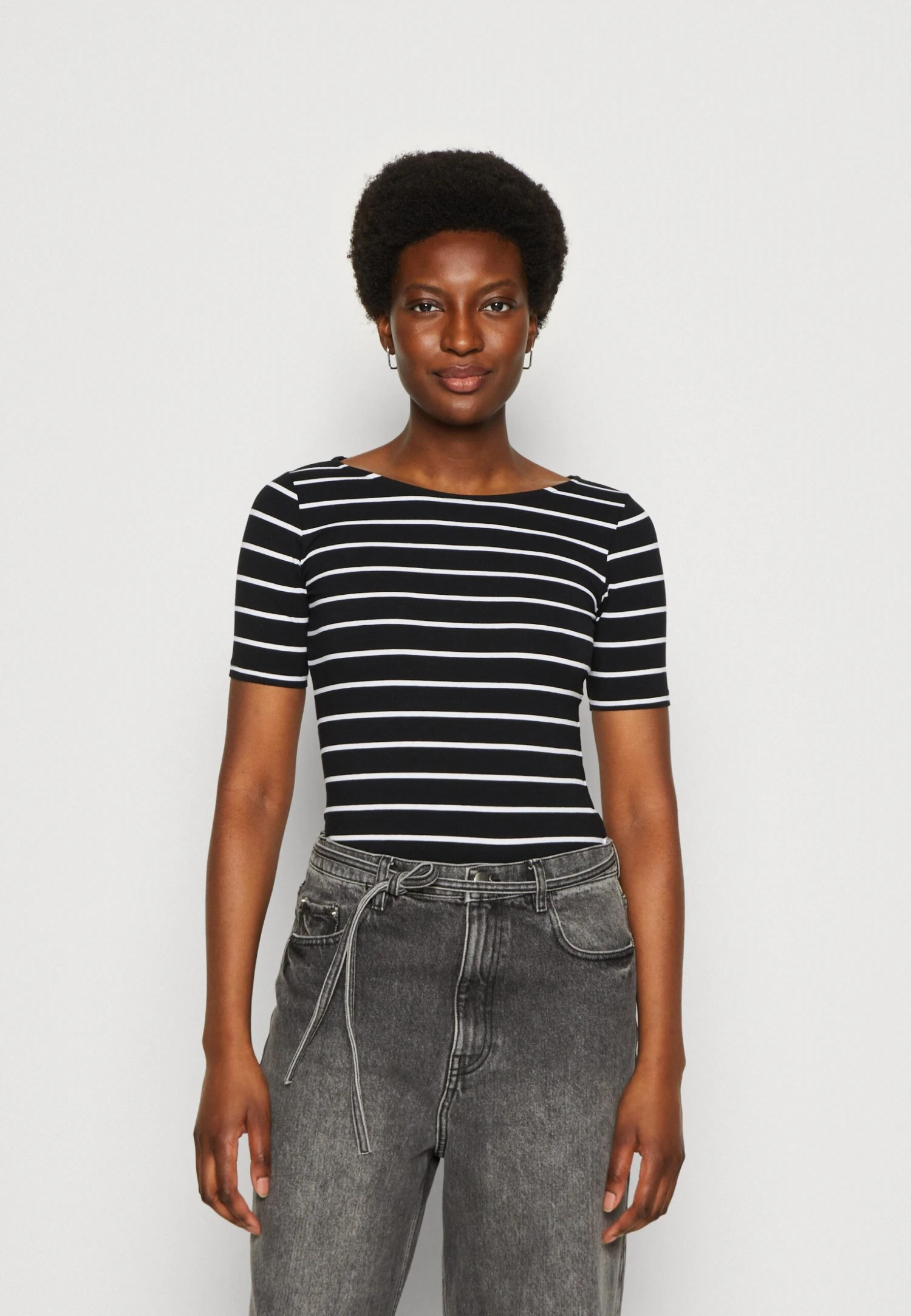 Anna Field T-shirt Z Nadrukiem - Black/black - obrazek 4