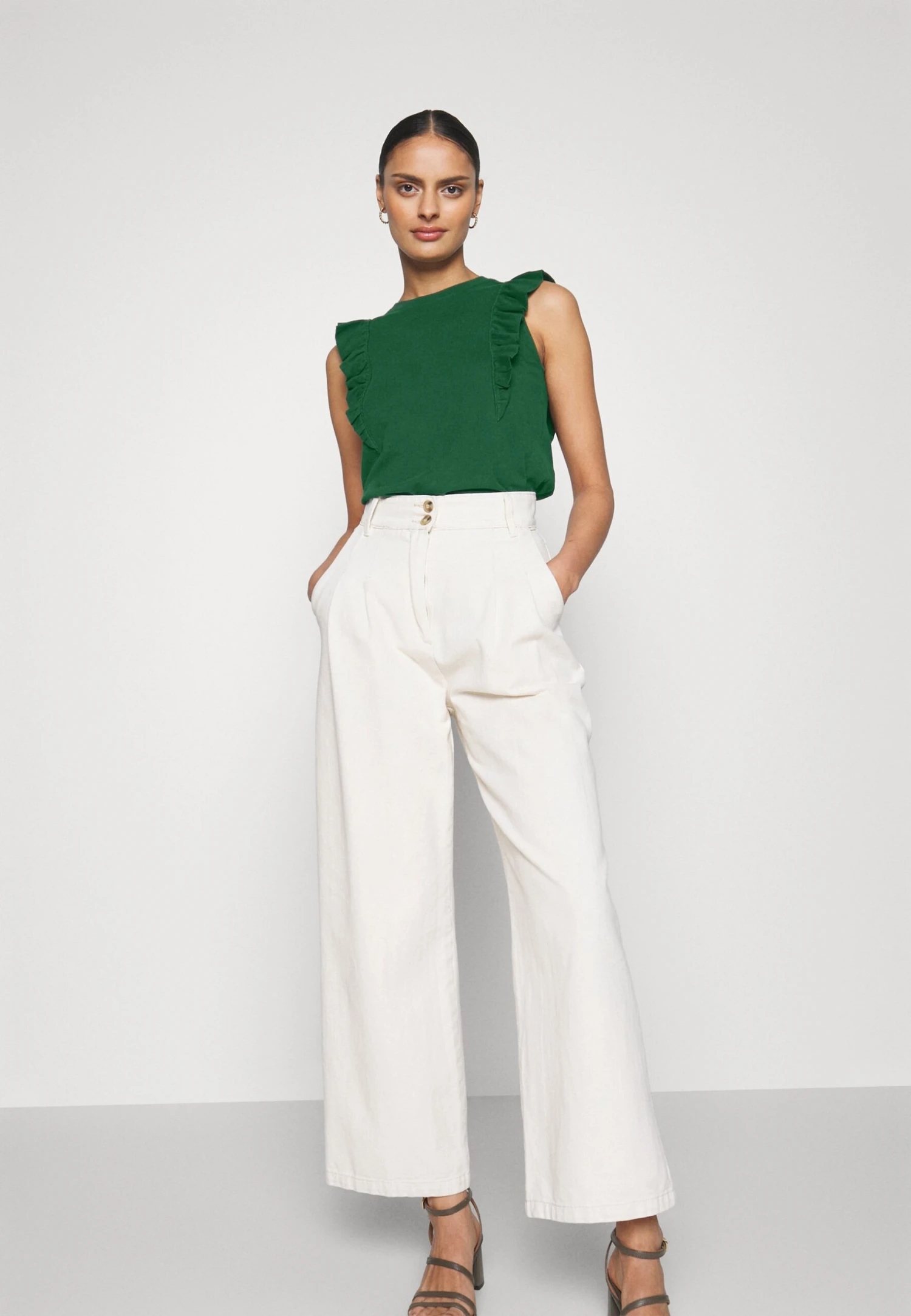 Anna Field T-shirt Basic - Dark Green - obrazek 5