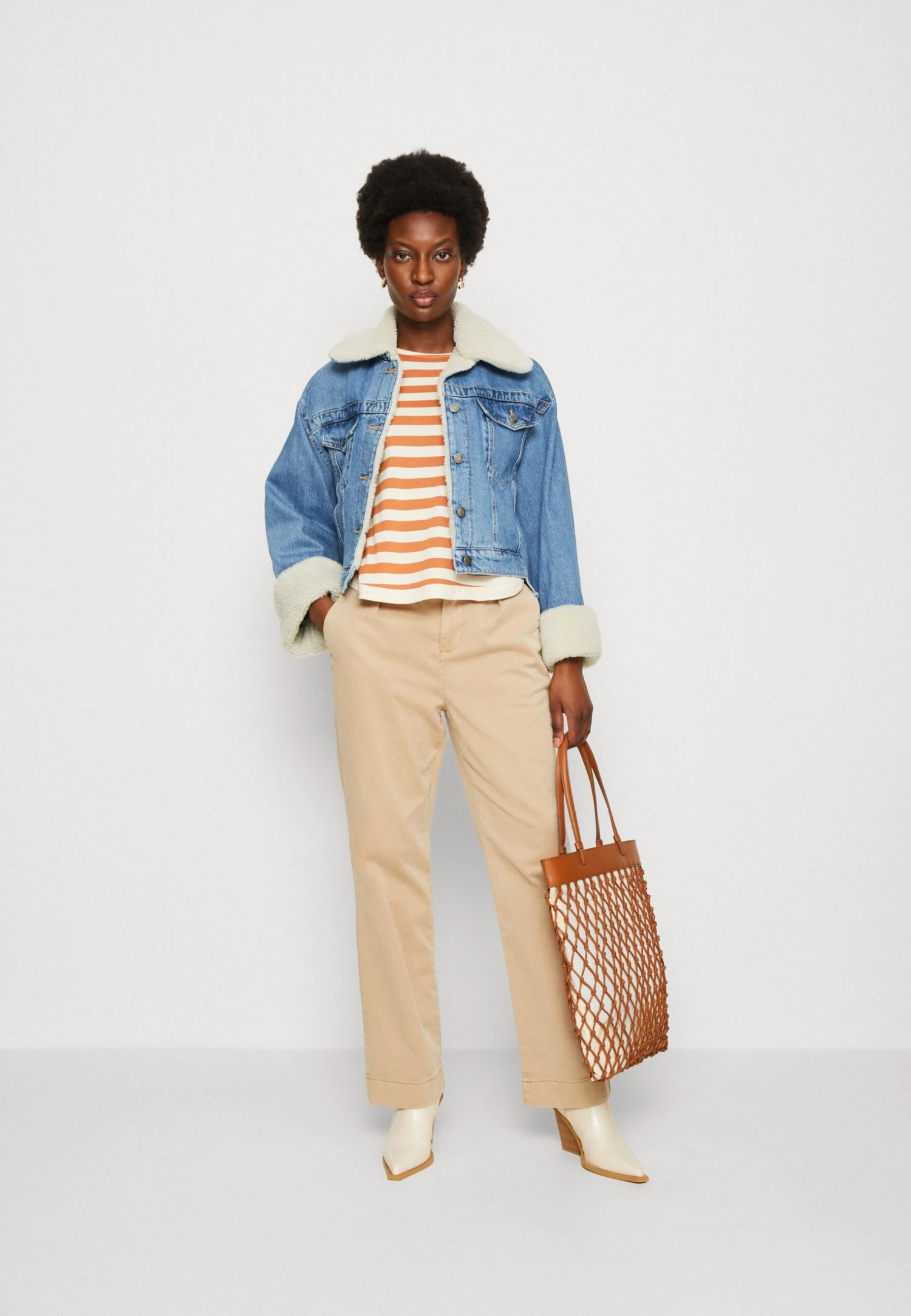 Anna Field Bluzka Z Długim Rękawem - White/apricot - obrazek 2