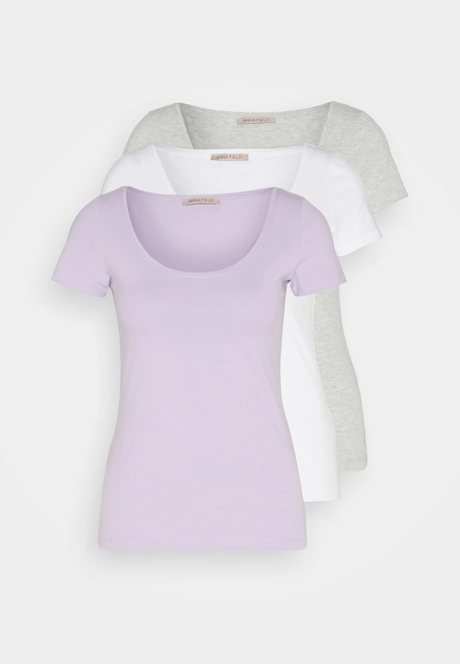 Anna Field 3 PACK - T-shirt Basic - Purple/white/mottled Light Grey - obrazek 7