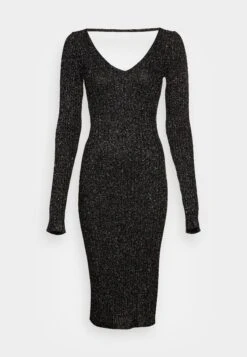 Anna Field LUREX V-AUSSCHNITT MIDI STRICKKLEID - Sukienka Etui - Black