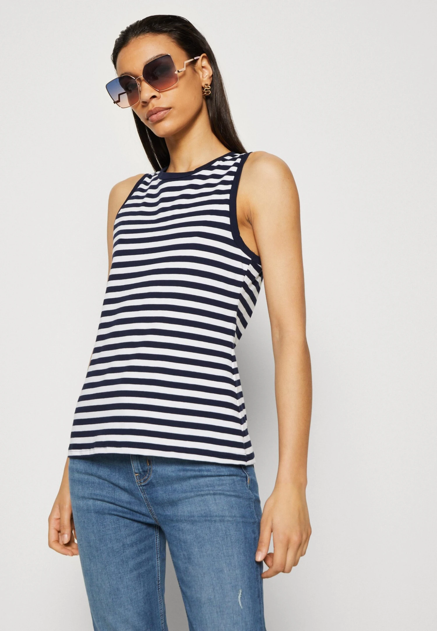 Anna Field Top - Dark Blue/white - obrazek 4