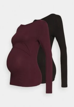 2 PACK - NURSING FUNCTION LONG SLEEVE TOP - Bluzka Z Długim Rękawem - Black/bordeaux