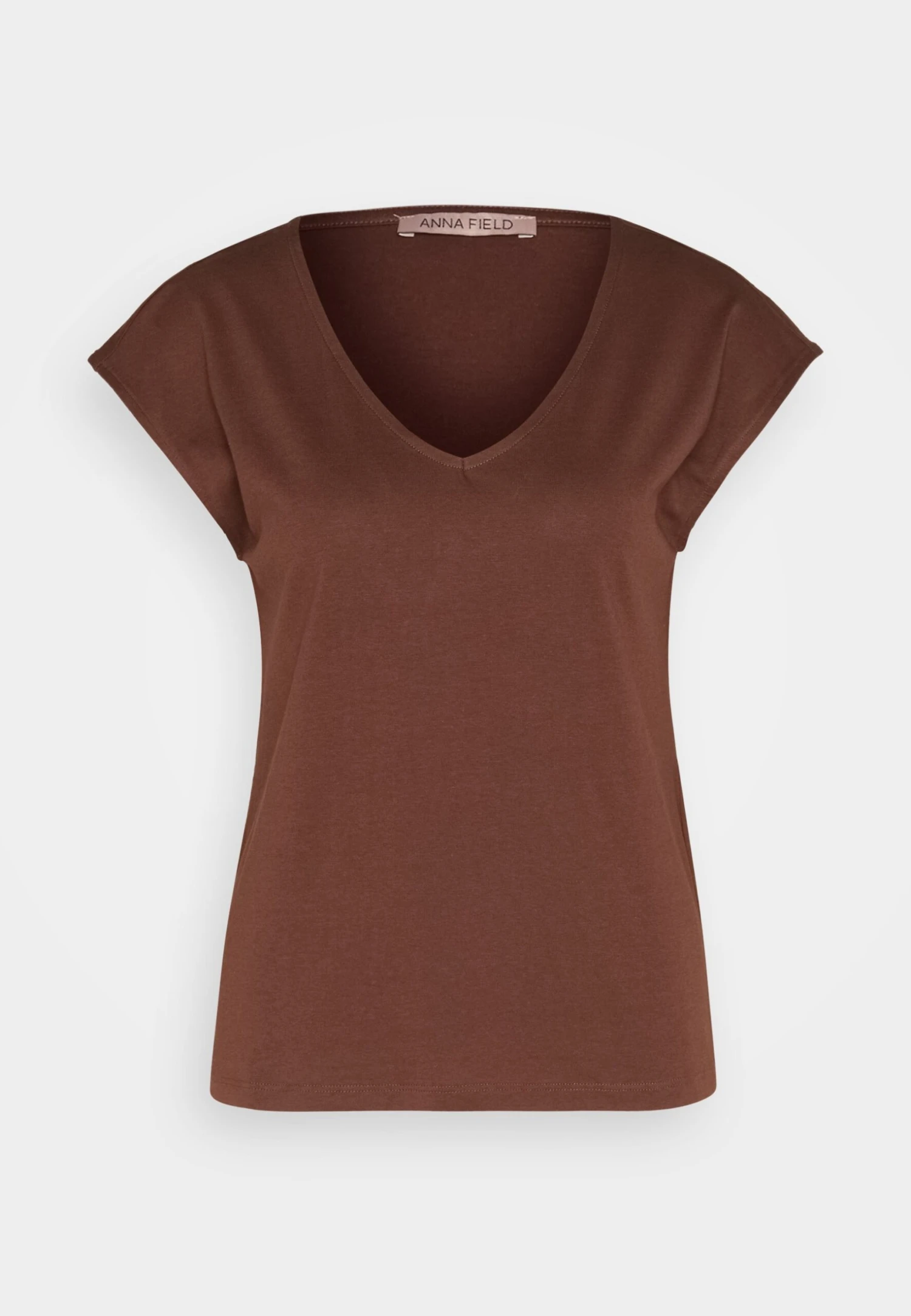 Anna Field T-shirt Basic - Dark Brown - obrazek 5