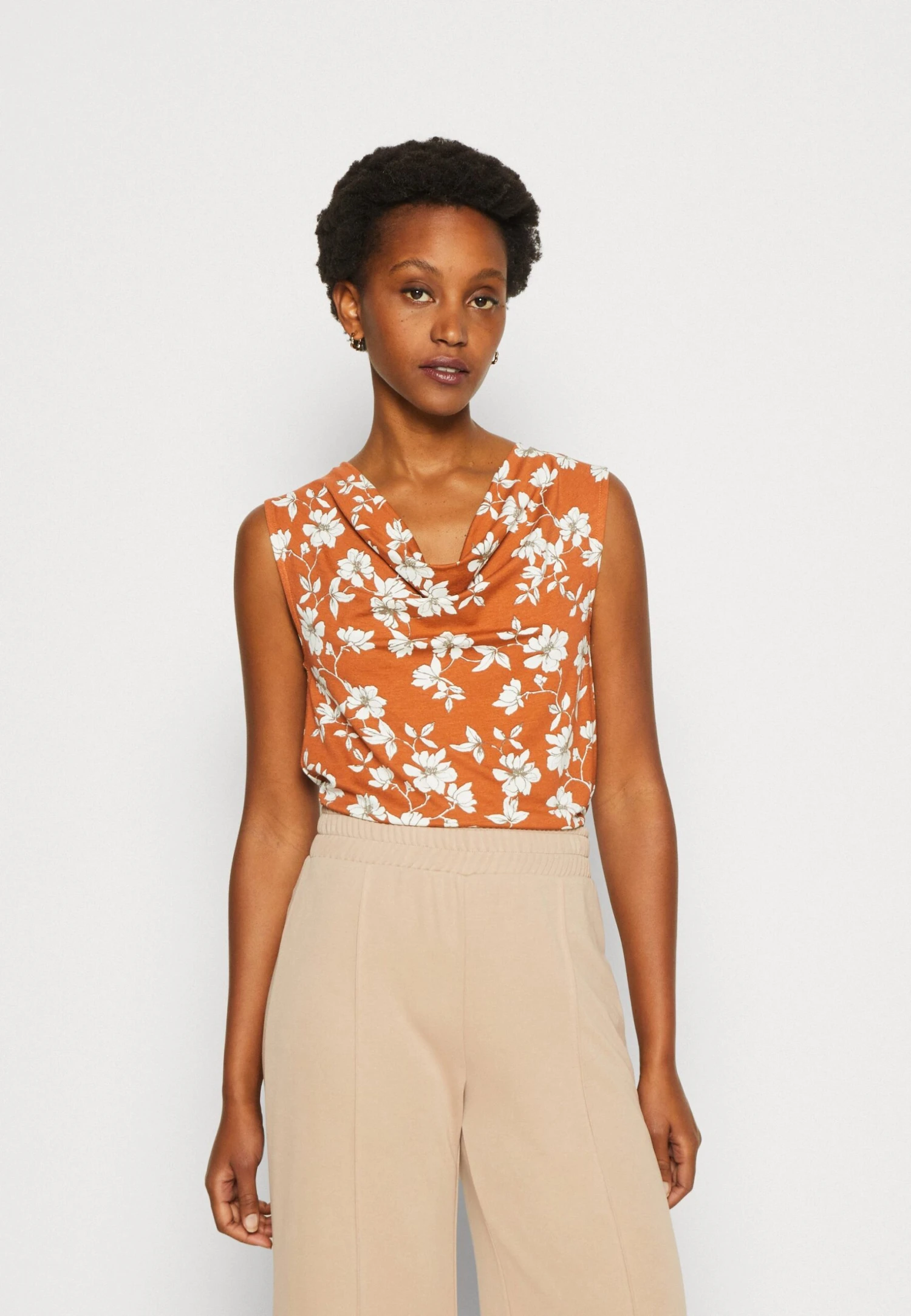 Anna Field Top - Brown/white